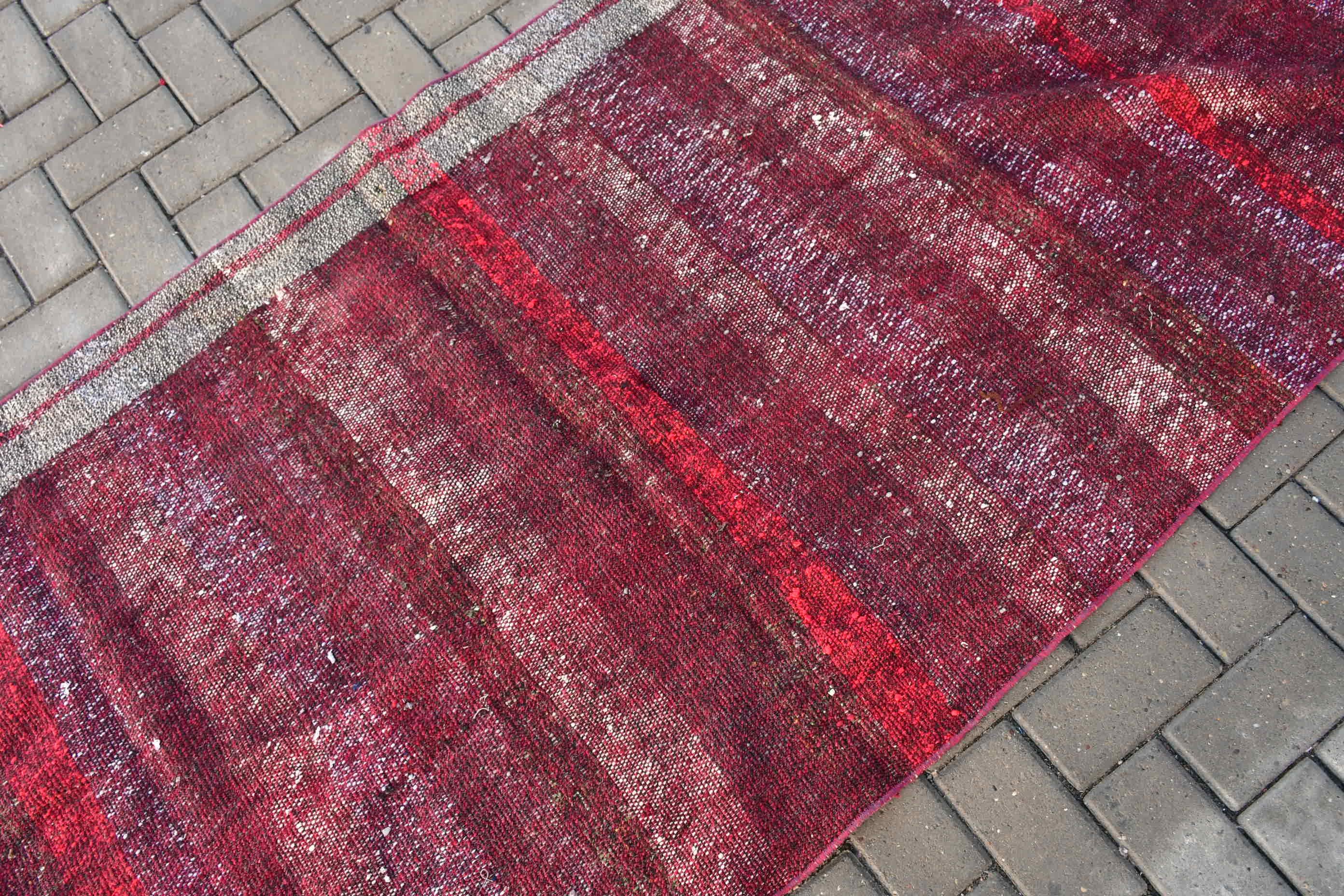 Vintage Rugs, Floor Rugs, Red Wool Rugs, Rugs for Floor, Kilim, Custom Rug, Moroccan Rug, 3.3x7.4 ft Area Rugs, Bedroom Rugs, Turkish Rug