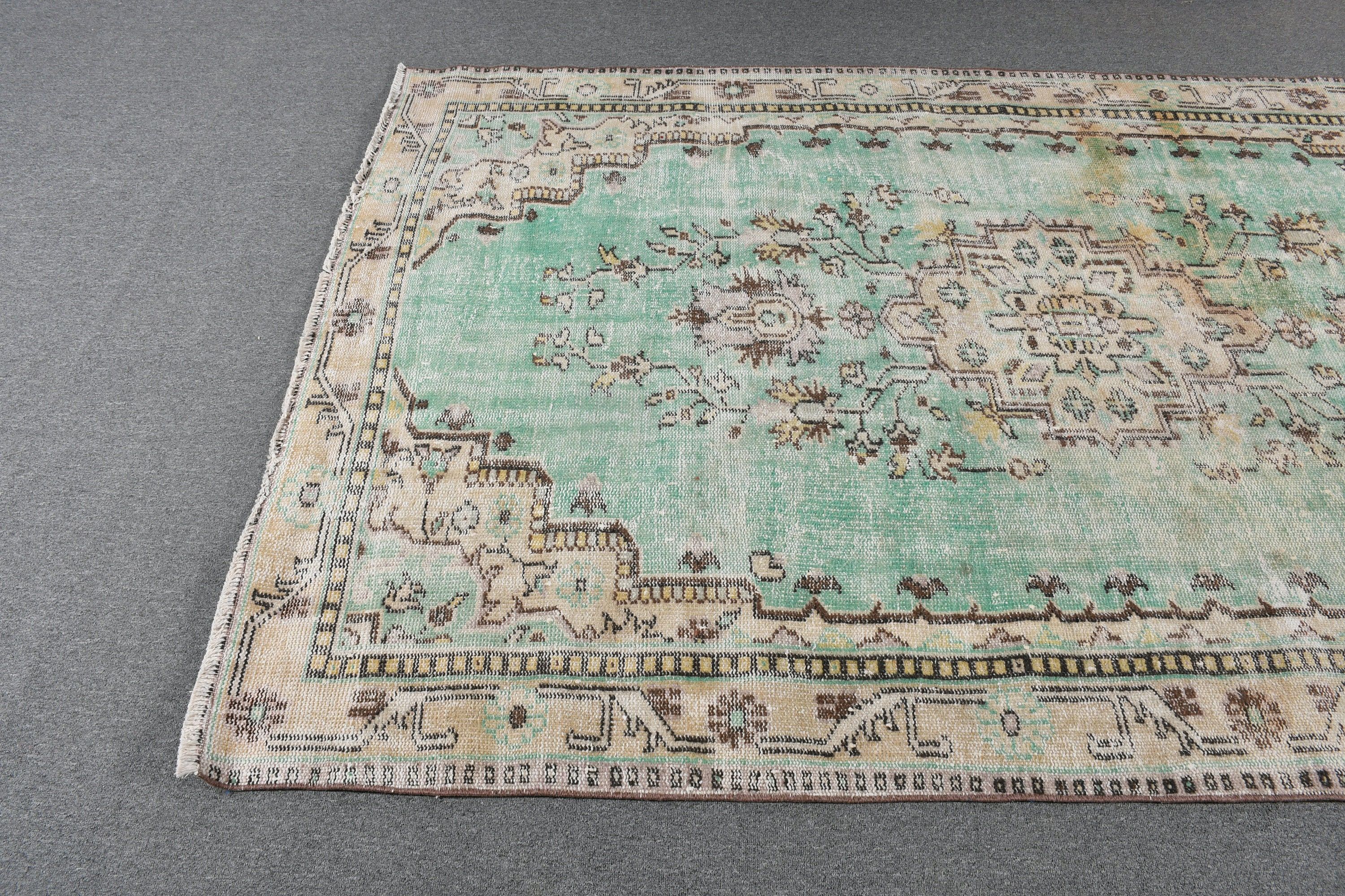 Turkish Rug, Bedroom Rugs, Rugs for Salon, Green  5.2x8.5 ft Large Rug, Salon Rug, Vintage Rug, Wool Rugs