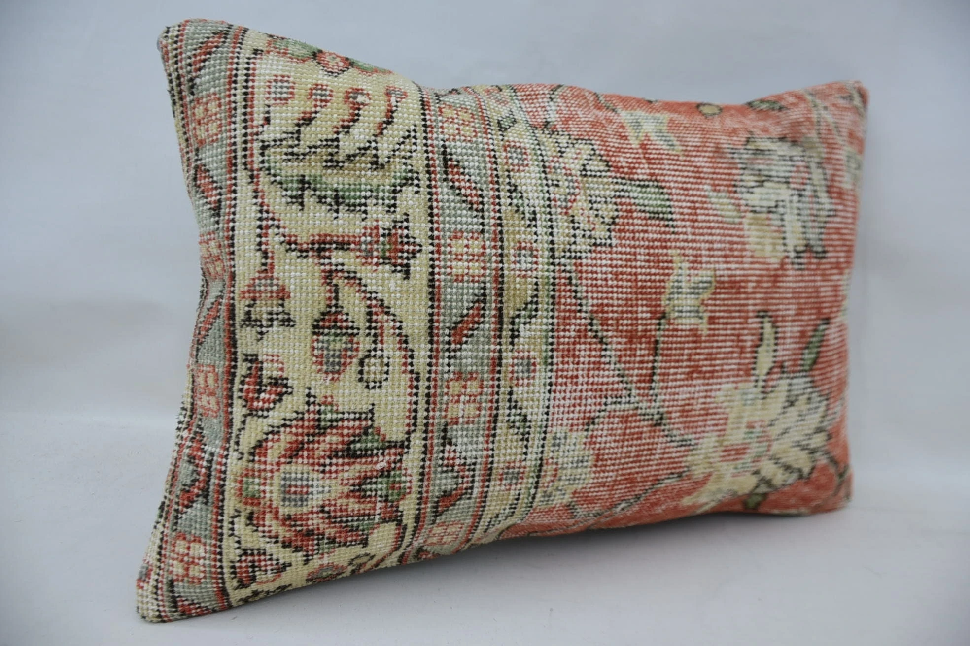 Pillow for Couch, Traditional Pillow Case, 16"x24" Red Cushion Cover, Boho Pillow, Bed Pillow Case, Vintage Kilim Pillow