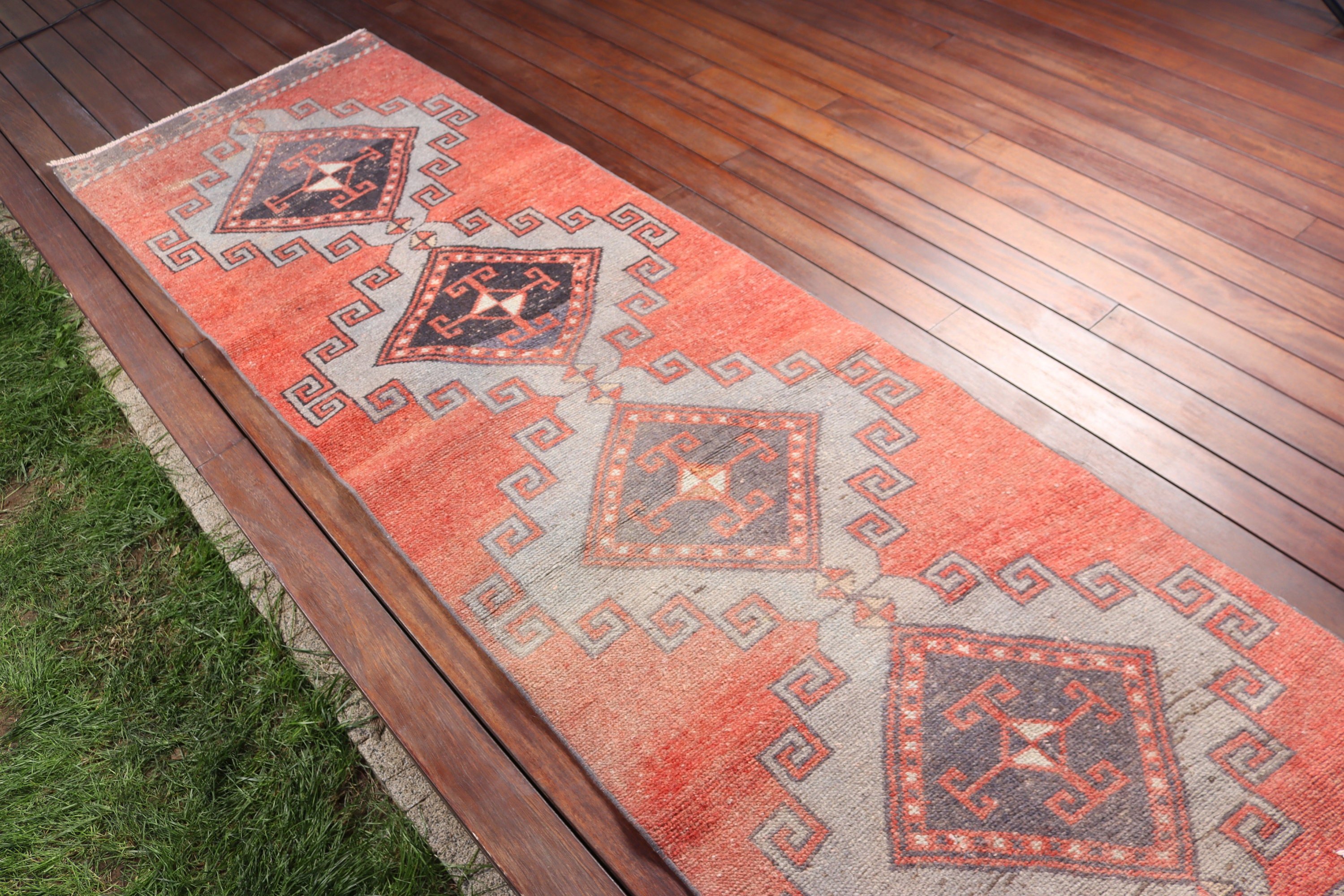 Vintage Runner Rug, Hallway Rug, Boho Rug, Red Anatolian Rug, Turkish Rug, Wool Rugs, 2.7x10.8 ft Runner Rug, Statement Rug, Vintage Rugs