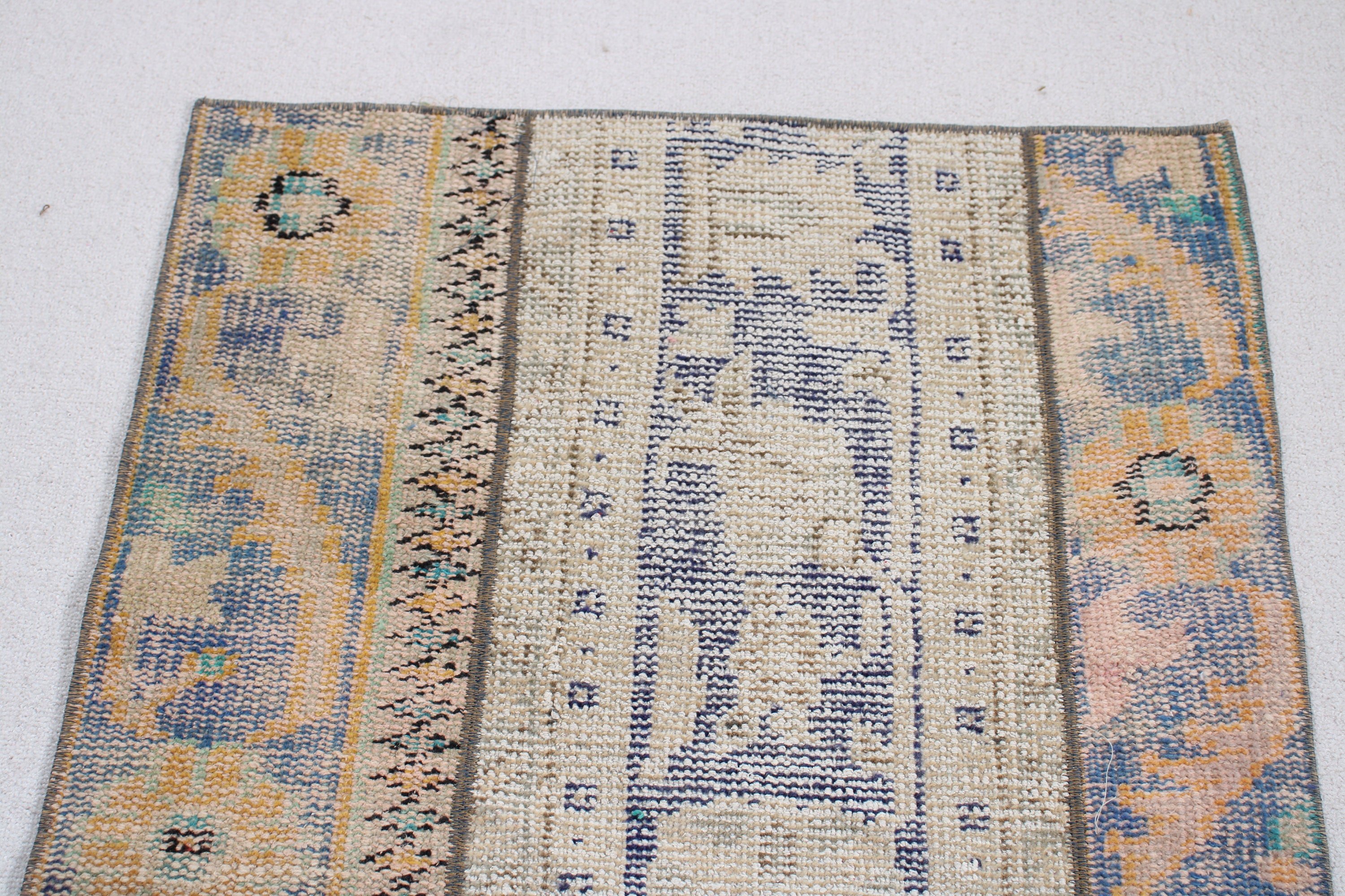 Bohem Halı, El Dokuma Halılar, Boho Halı, Mavi El Dokuma Halılar, Mutfak Halıları, 2.5x5.9 ft Küçük Halılar, Vintage Halı, Türk Halıları, Paspas Halısı