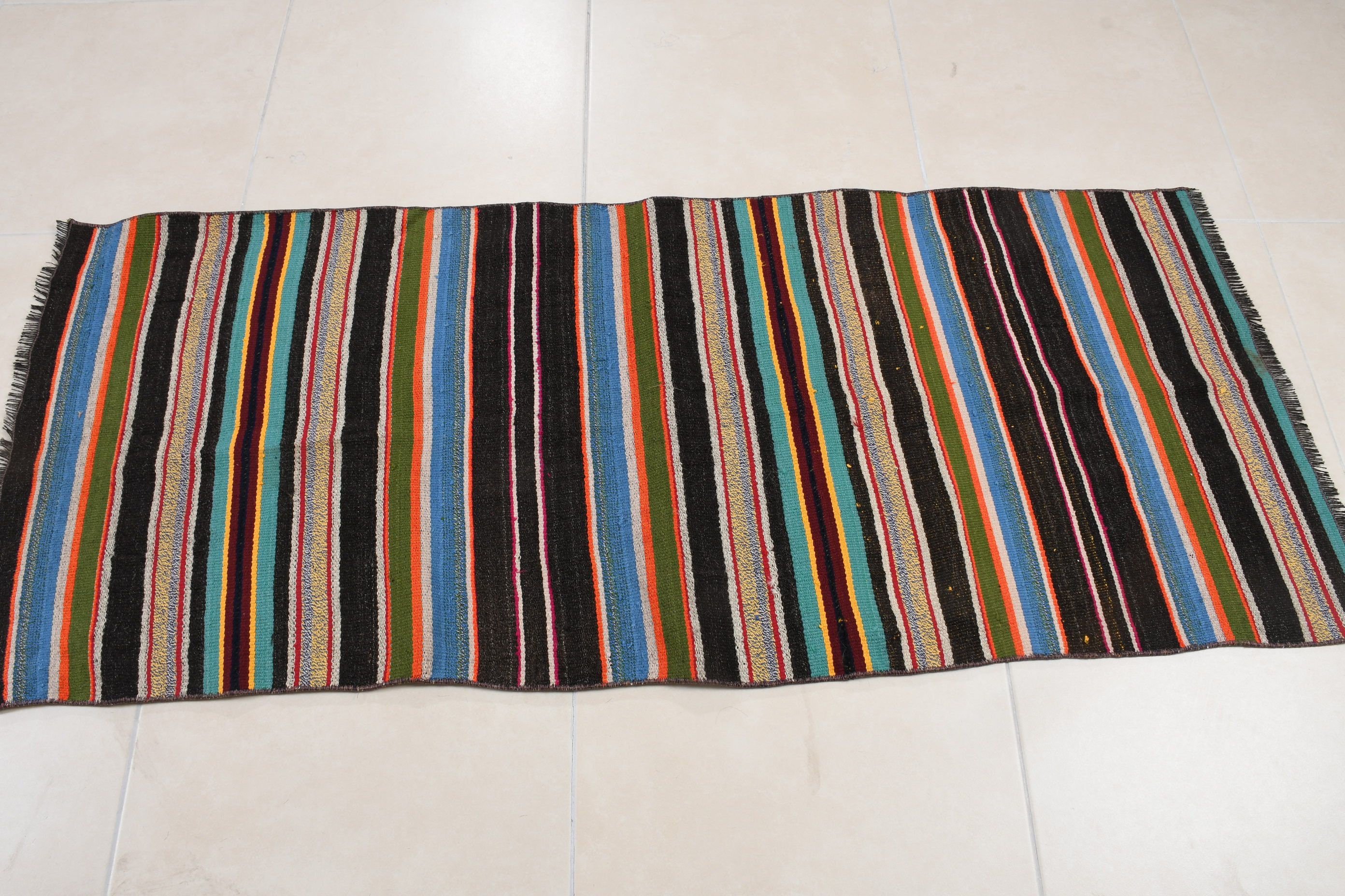 Antik Kilim, Paspas Kilim, Nostaljik Kilim, Yatak odası Kilim, Mavi Oryantal Kilim, 70x167 cm Küçük Kilim, Yatak odası Kilim, Ev Kilim