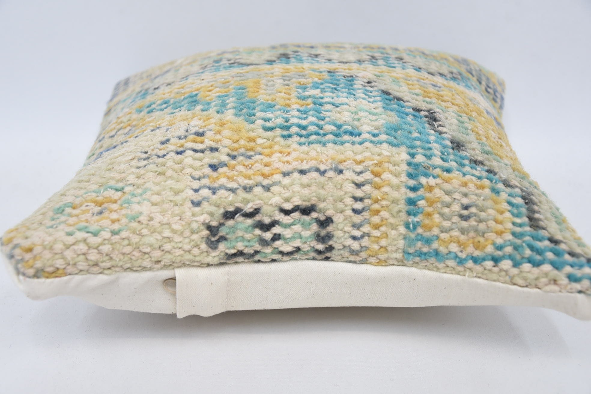 Interior Designer Pillow, Vintage Kilim Pillow Cushion, Kilim Cushion Sham, 12"x12" Beige Pillow Case, Antique Pillows