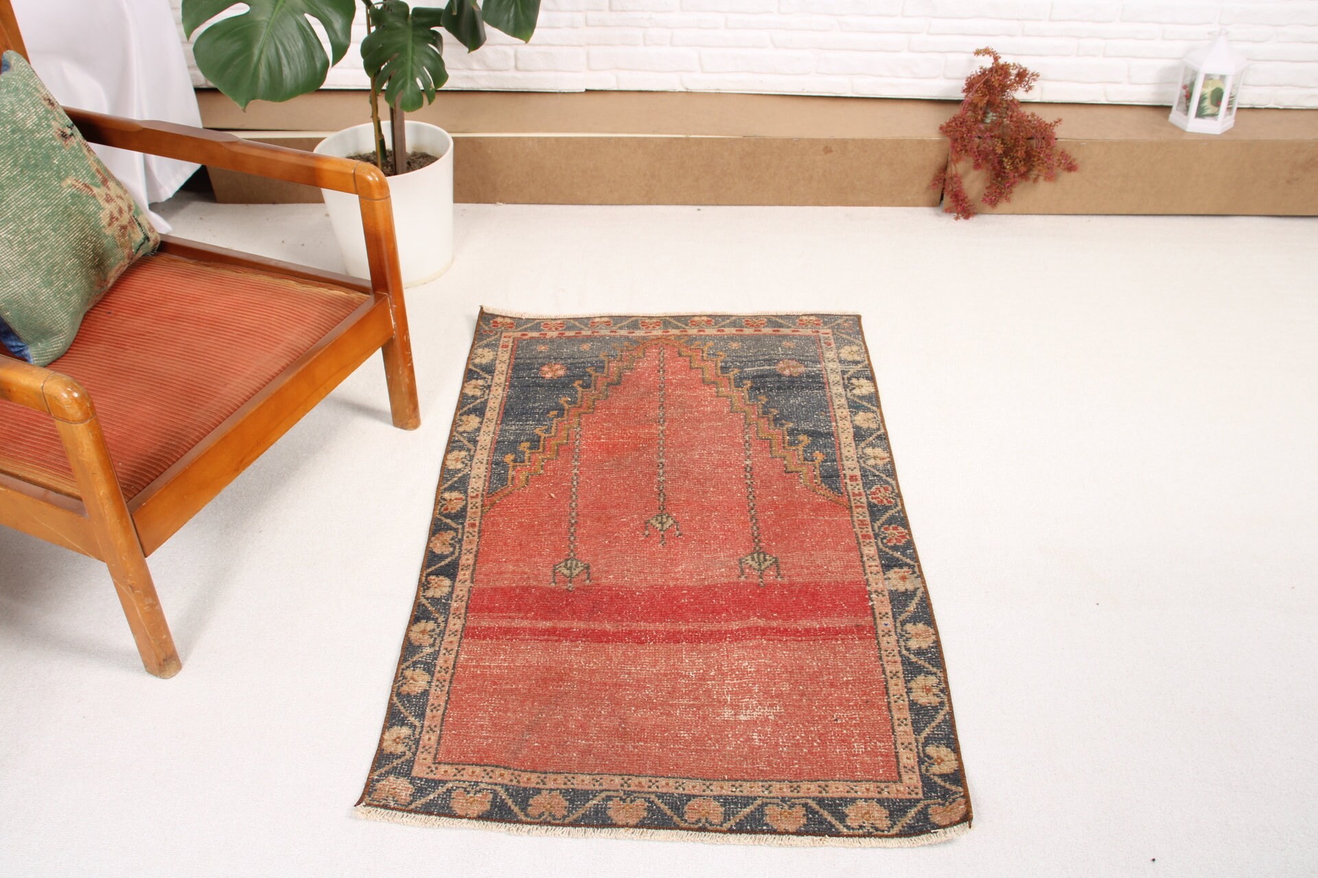 Anatolian Rugs, Turkish Rugs, Antique Rugs, Vintage Rug, Bright Rug, 2.5x3.9 ft Small Rug, Red Cool Rug, Door Mat Rugs, Wall Hanging Rugs