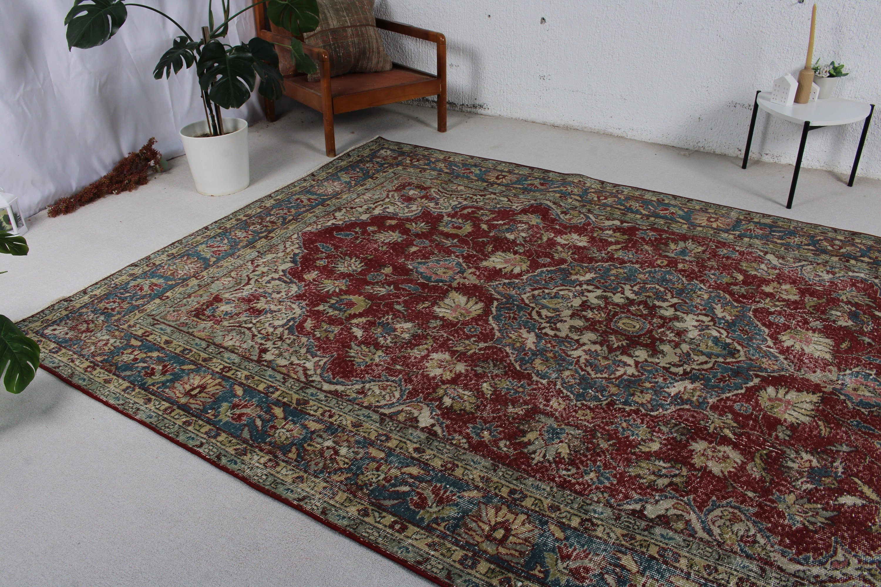 Blue Home Decor Rugs, Salon Rugs, Turkish Rug, Organic Rug, Vintage Rugs, Floor Rug, Oushak Rugs, Dining Room Rug, 6.9x10.4 ft Oversize Rug