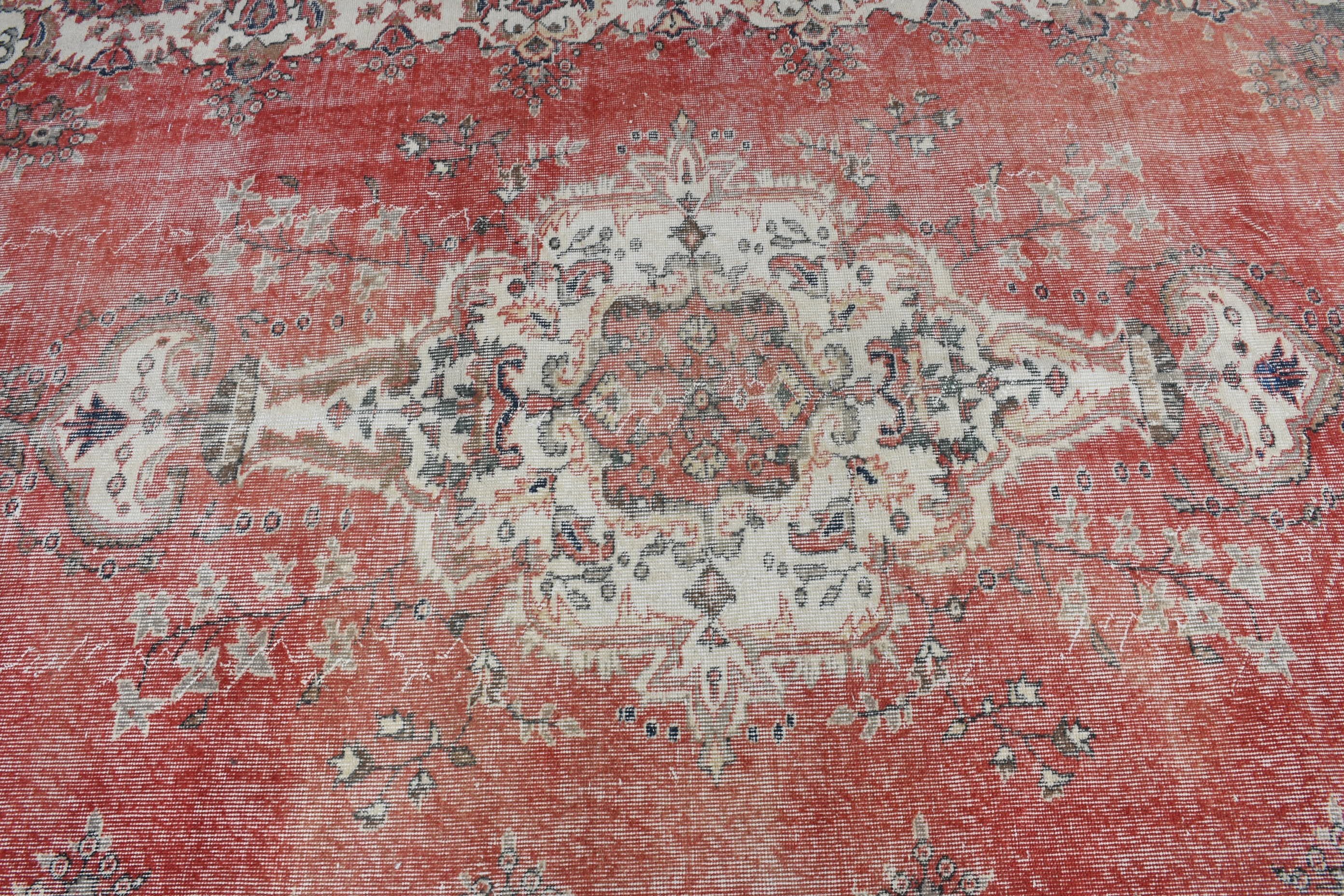 Kırmızı Ev Dekor Halısı, 5.9x8.5 ft Büyük Halı, Yün Halılar, Salon Halıları, Türk Halıları, Vintage Halı, Anadolu Halısı, Salon Halıları, Yatak Odası Halıları