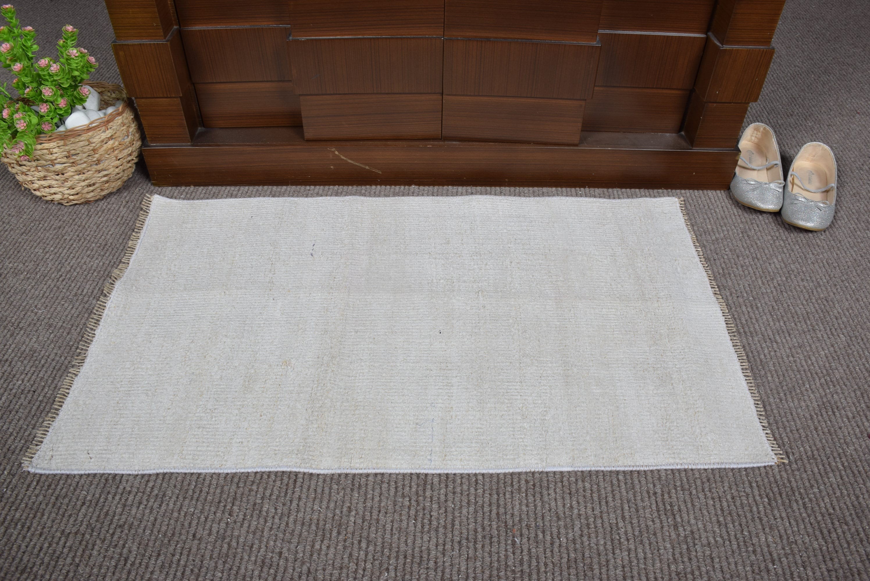 Kitchen Rugs, Vintage Rug, Rugs for Bath, Door Mat Rug, 1.7x2.8 ft Small Rug, Bathroom Rugs, Home Decor Rug, Beige Floor Rug, Turkish Rug