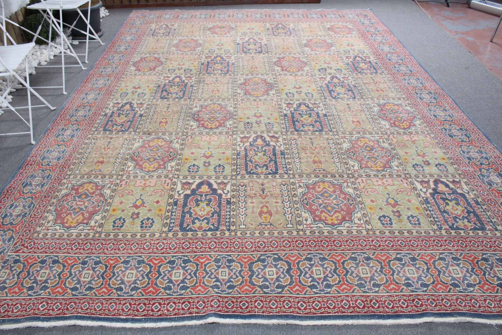 Yün Halılar, Yeşil Soğuk Halı, Ev Dekorasyonu Halısı, Salon Halısı, Türk Halıları, Eklektik Halılar, Yemek Odası Halısı, 8.9x12.4 ft Büyük Boy Halılar, Vintage Halı