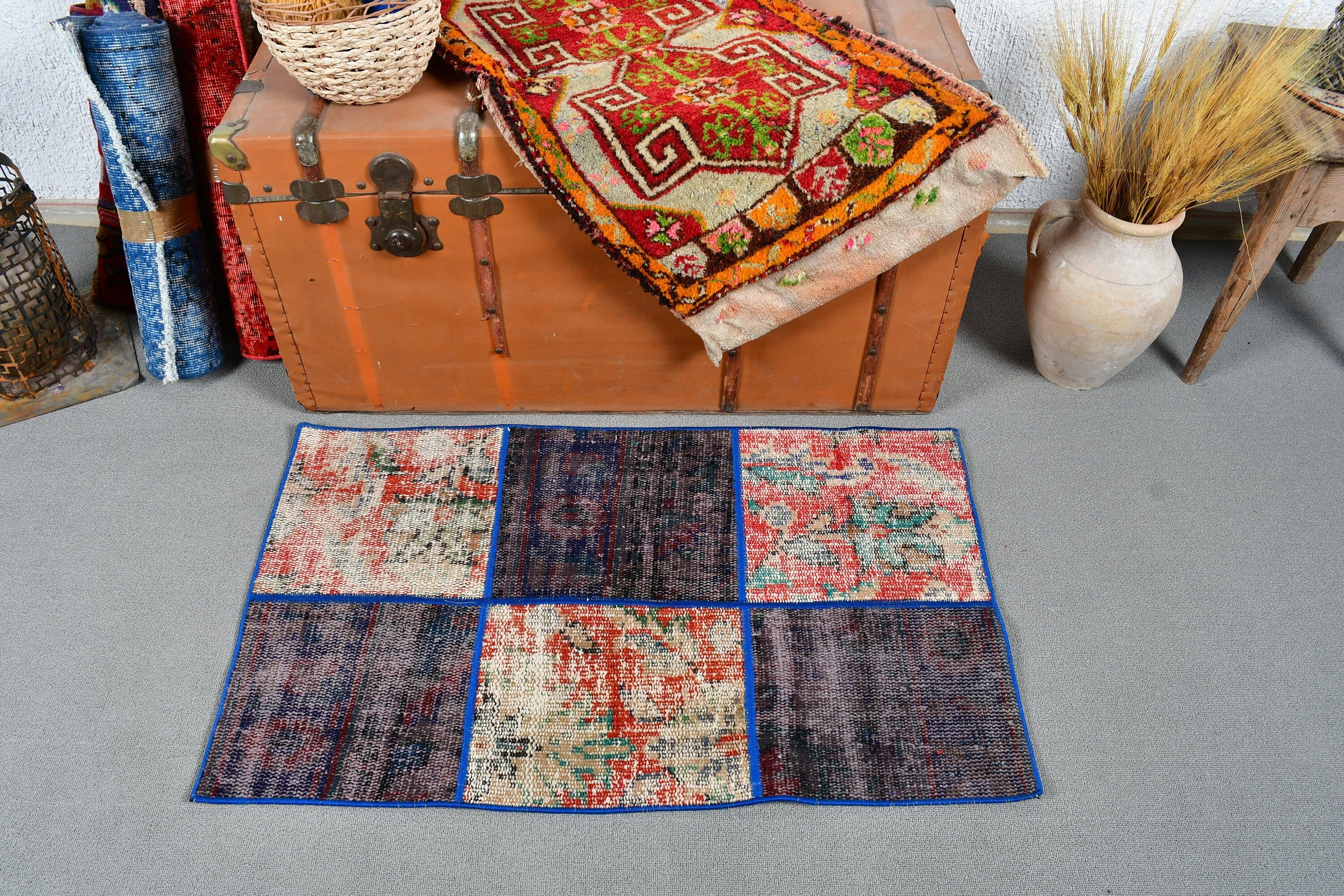 Vintage Rug, Rugs for Bathroom, Bathroom Rug, Antique Rug, Bath Mat Boho Rug, Nomadic Rugs, 2x3.3 ft Small Rug, Floor Rugs, Turkish Rug