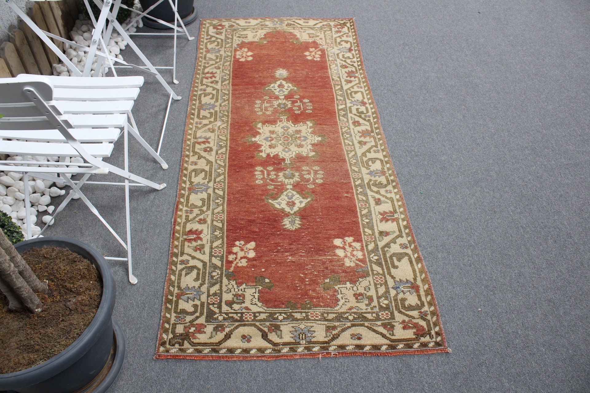 Abstract Rugs, Turkish Rugs, Bedroom Rug, 2.7x6.6 ft Accent Rug, Kitchen Rugs, Red Oriental Rugs, Home Decor Rugs, Wool Rug, Vintage Rugs