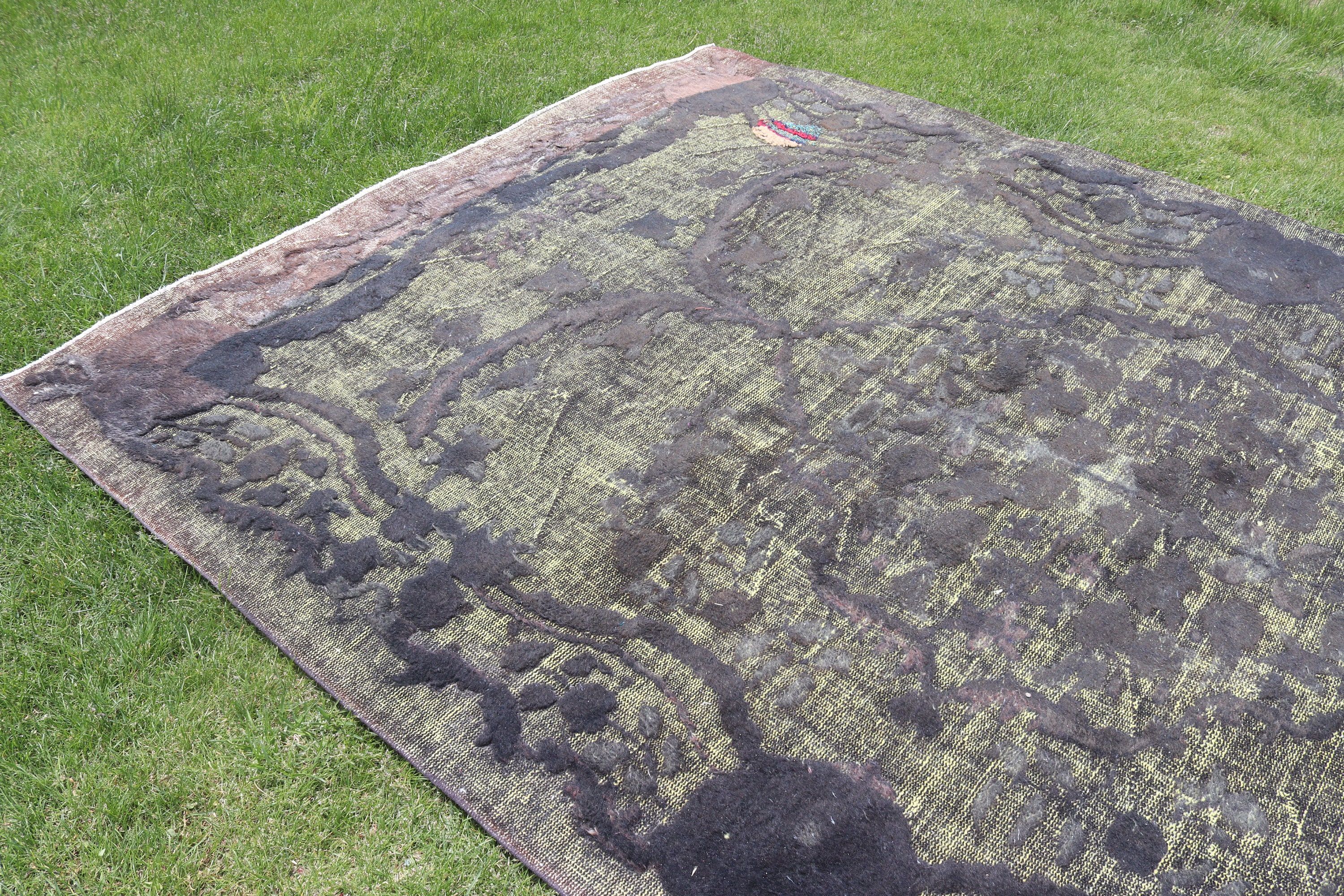 7x10.4 ft Büyük Boy Halılar, Oushak Halıları, Oturma Odası Halısı, Bronz Açıklama Halısı, Salon Halıları, Vintage Halılar, Türk Halıları