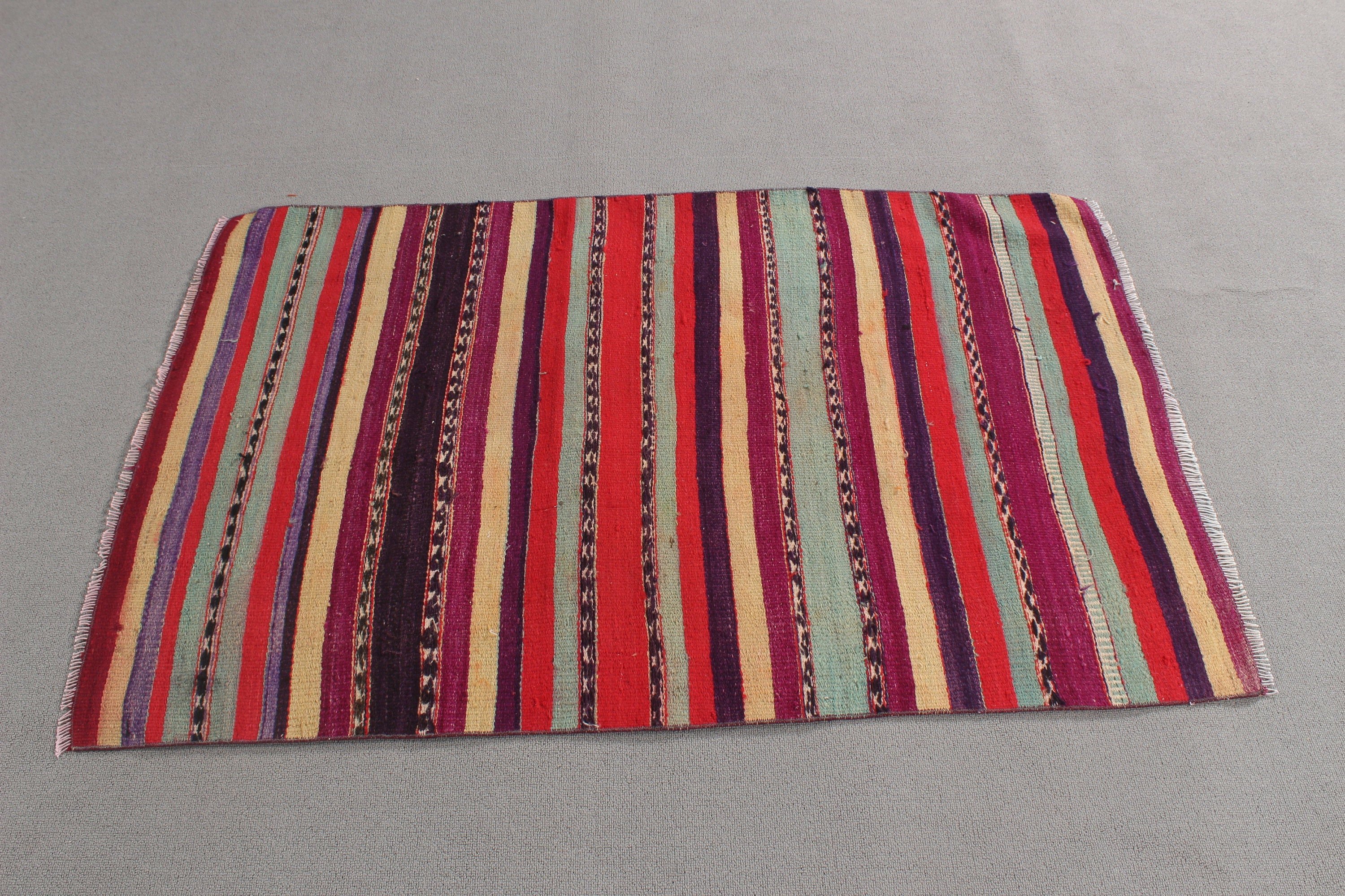 Kilim, Vintage Halı, Düz Dokuma Halı, Yatak Odası Halıları, Araba Paspas Halısı, 2.8x4.3 ft Küçük Halı, Kırmızı Anadolu Halıları, Küçük Boho Halısı, Türk Halıları