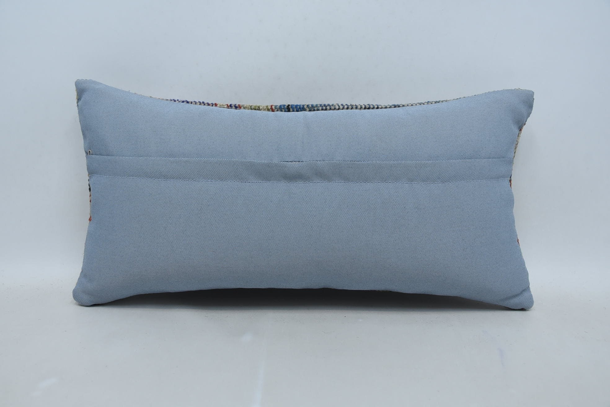 12"x24" Blue Pillow, Turkish Kilim Pillow, Vintage Pillow, Outdoor Patio Pillow Sham, Pillow for Sofa, Custom Pillow Case