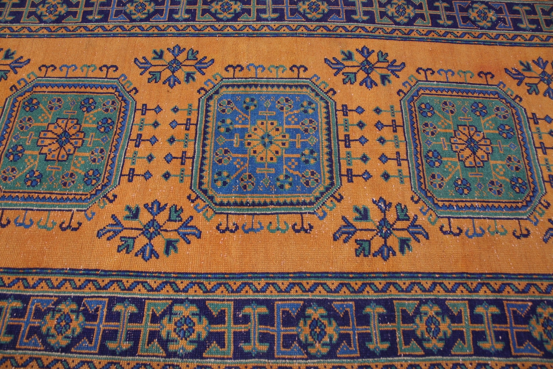 Runner Halıları, Vintage Halılar, Türk Halısı, Koridor Halısı, Soğuk Halı, Sarı Soğuk Halı, Yer Halısı, Mutfak Halısı, 4.3x11.3 ft Runner Halısı