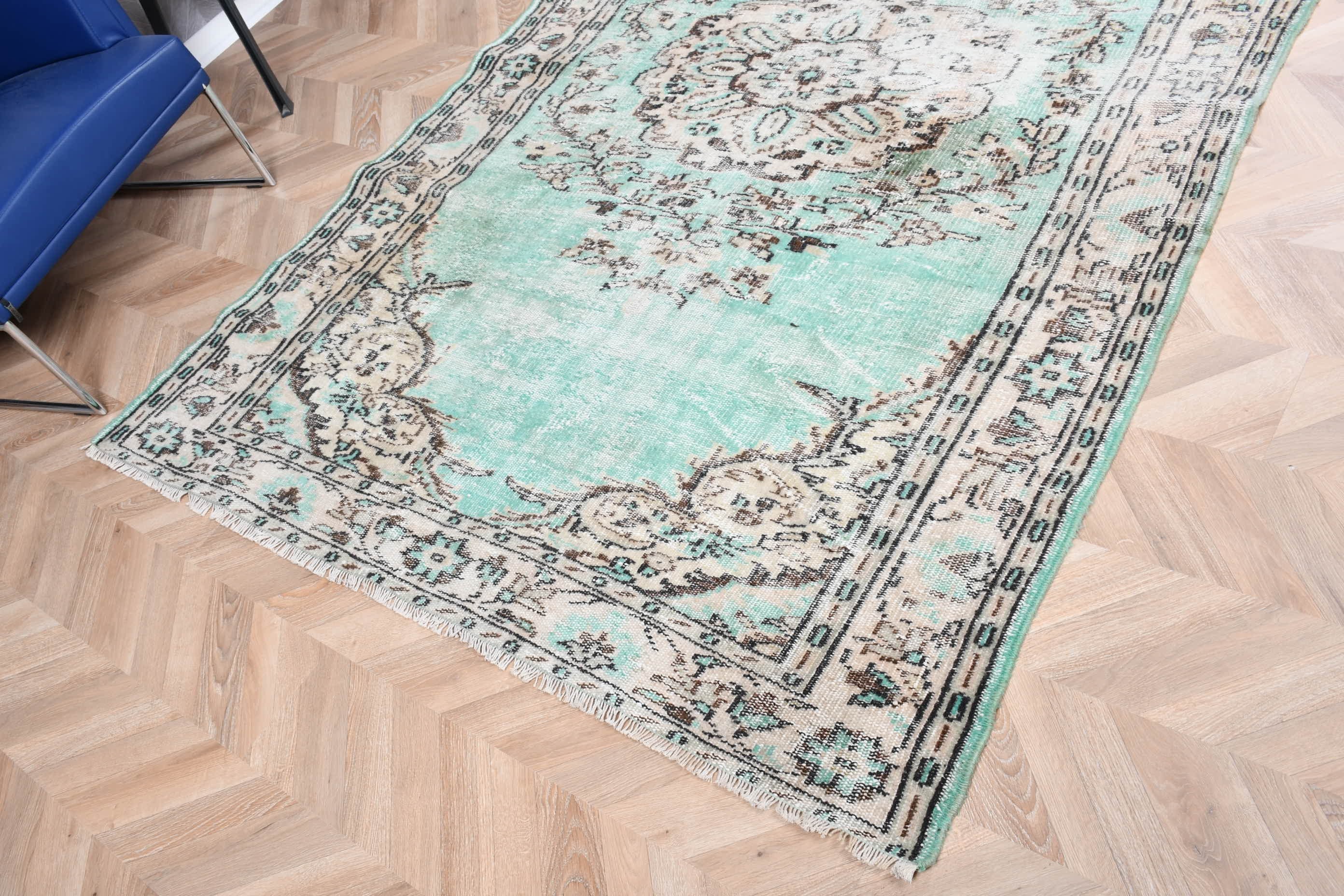 Oushak Halı, Vintage Halı, Yer Halısı, Etnik Halı, Yemek Odası Halısı, Yeşil Ev Dekor Halıları, 5.3x8.7 ft Büyük Halılar, Oturma Odası Halısı, Türk Halısı