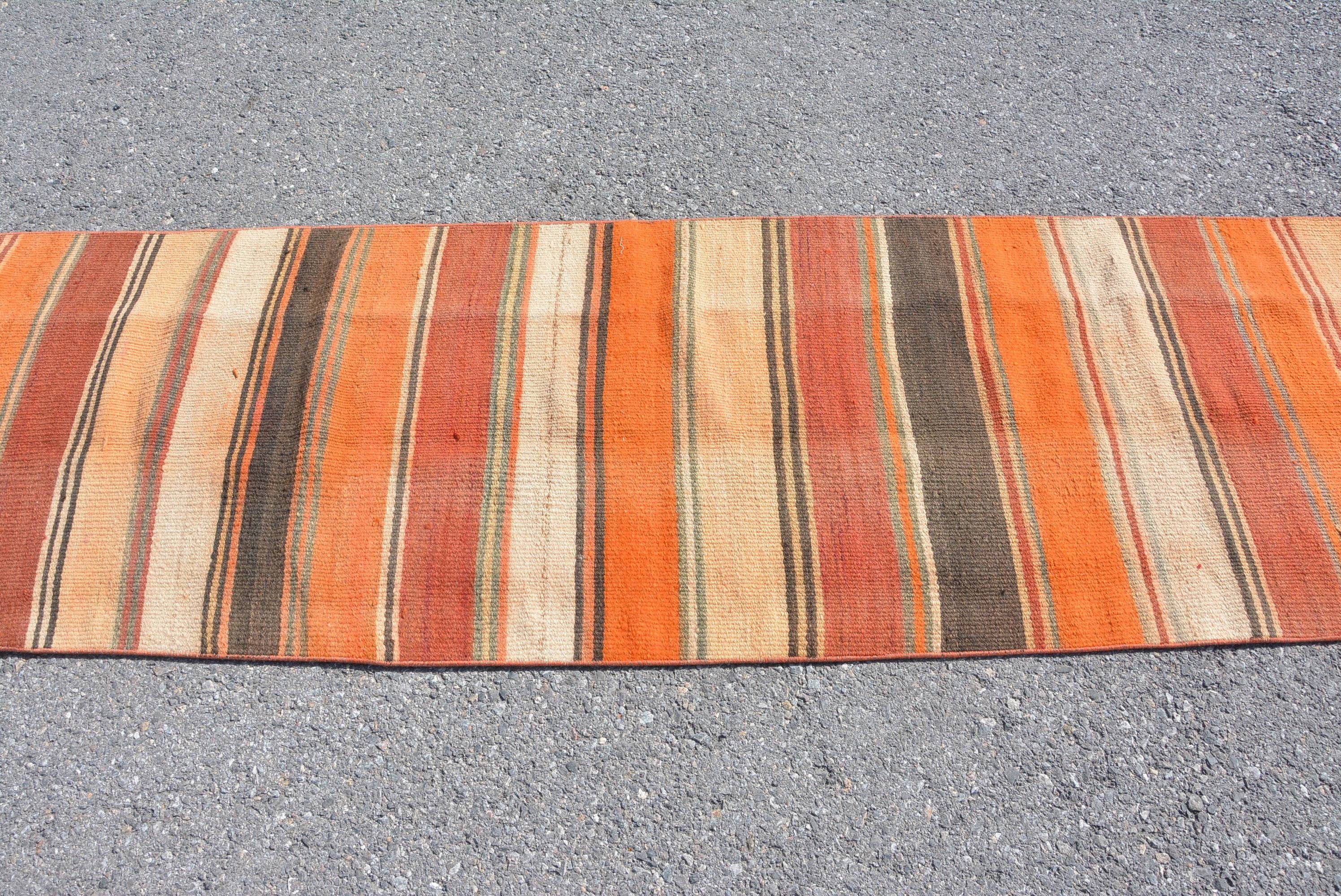 Kitchen Rugs, 2.5x10.2 ft Runner Rugs, Vintage Rug, Turkish Rug, Kilim, Oushak Rug, Abstract Rug, Wool Rug, Rugs for Hallway, Hallway Rug