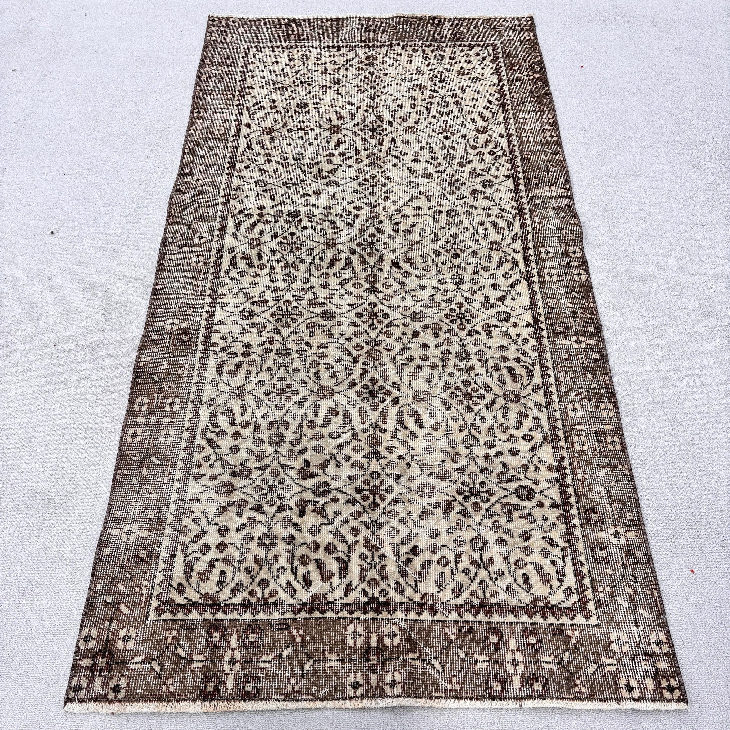 Boho Accent Halı, Vintage Accent Halı, Modern Halı, Vintage Halı, Kahverengi Antika Halılar, Türk Halısı, 3.4x6.7 ft Accent Halı, Yatak Odası Halısı