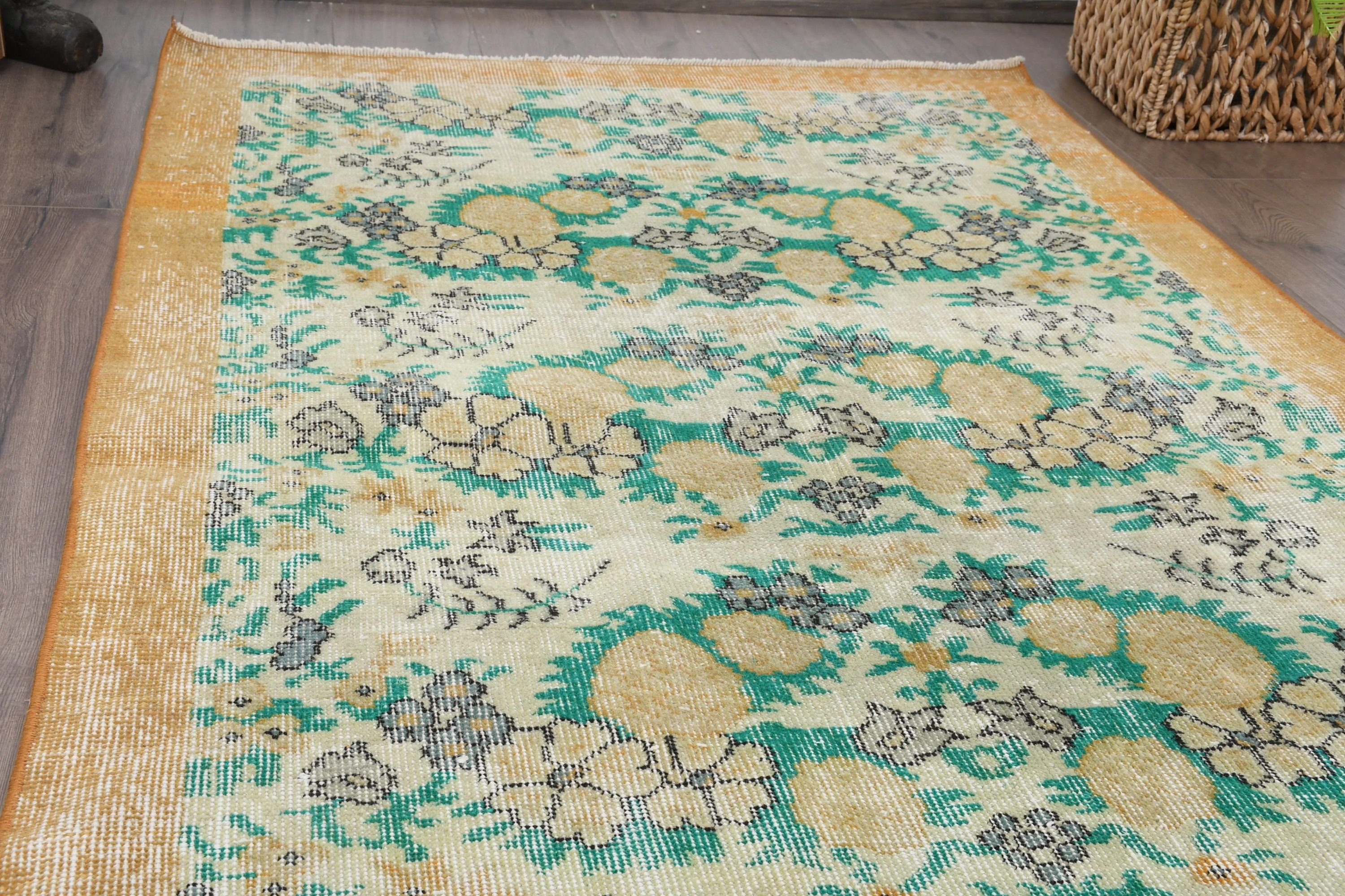 Wool Rug, Aesthetic Rug, Turkish Rug, Kitchen Rug, Entry Rug, Rugs for Bedroom, Bronze Moroccan Rug, 3.7x6.4 ft Accent Rug, Vintage Rugs