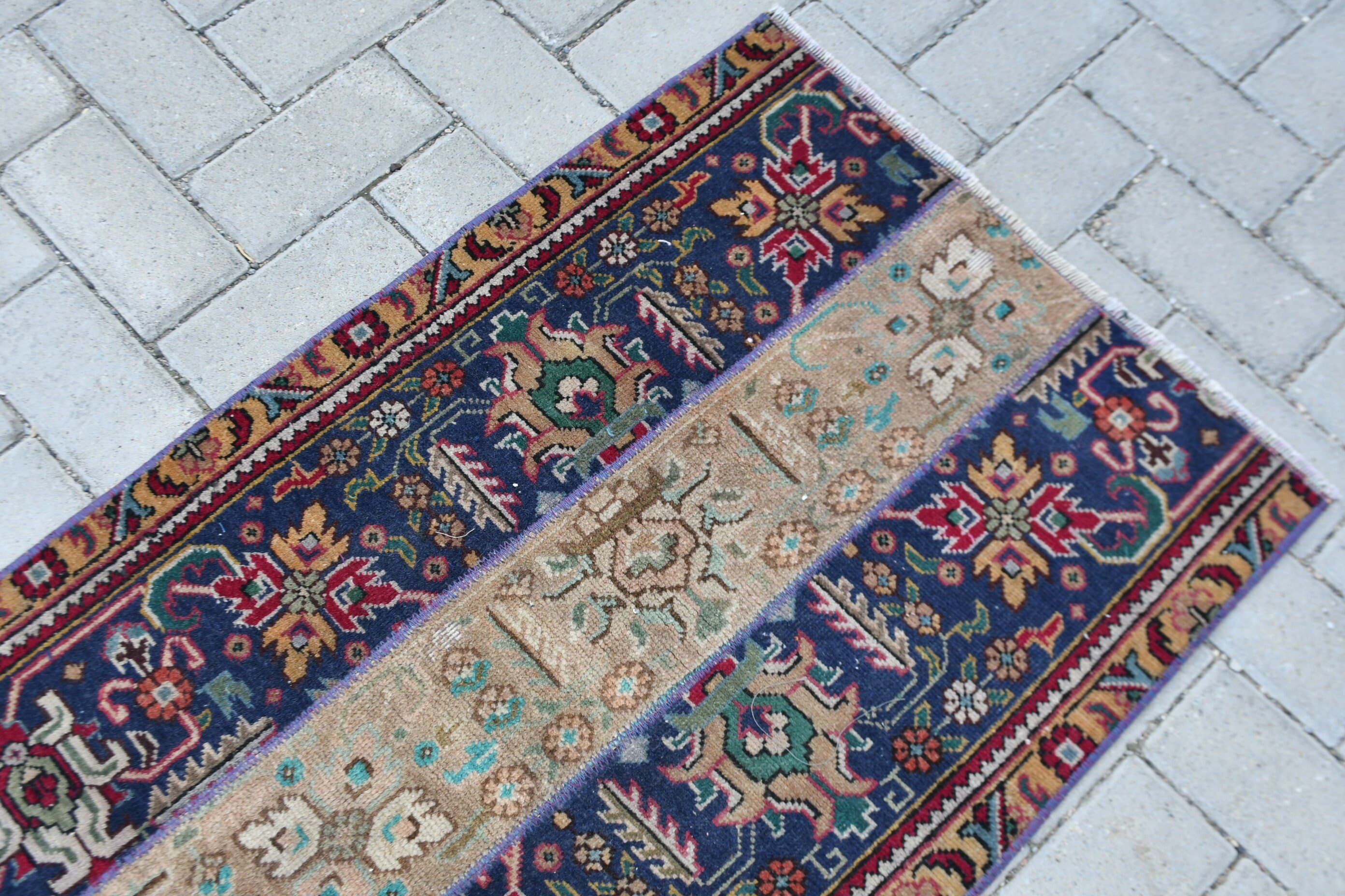 Wall Hanging Rug, Vintage Rug, Blue Kitchen Rug, Turkish Rugs, Moroccan Rug, Wool Rug, Rugs for Bathroom, 2x4.2 ft Small Rug, Nursery Rug