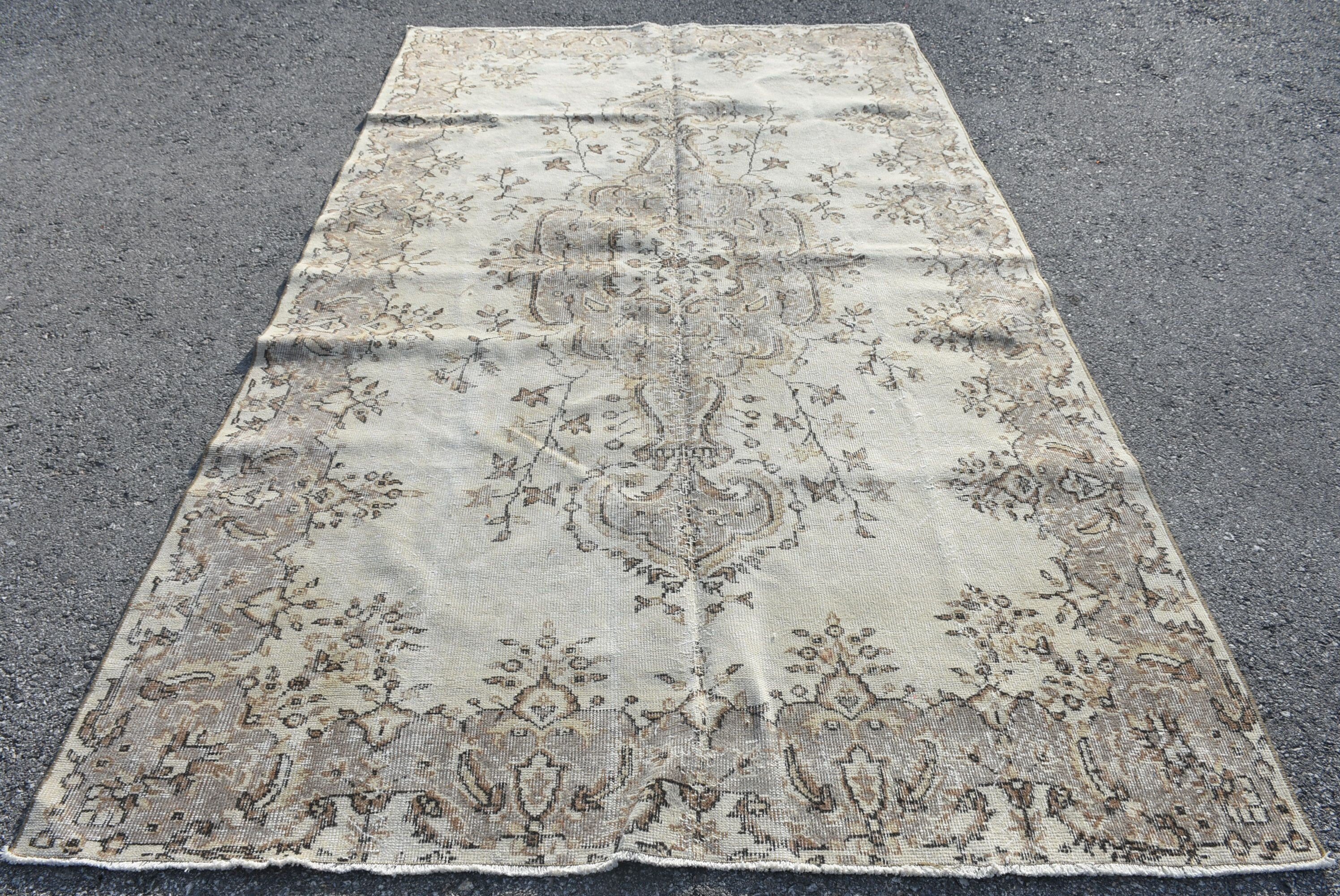 Living Room Rug, Vintage Rug, Rugs for Bedroom, Oushak Rug, Cool Rugs, Salon Rug, Turkish Rug, 5.2x9.4 ft Large Rugs, Beige Oriental Rug