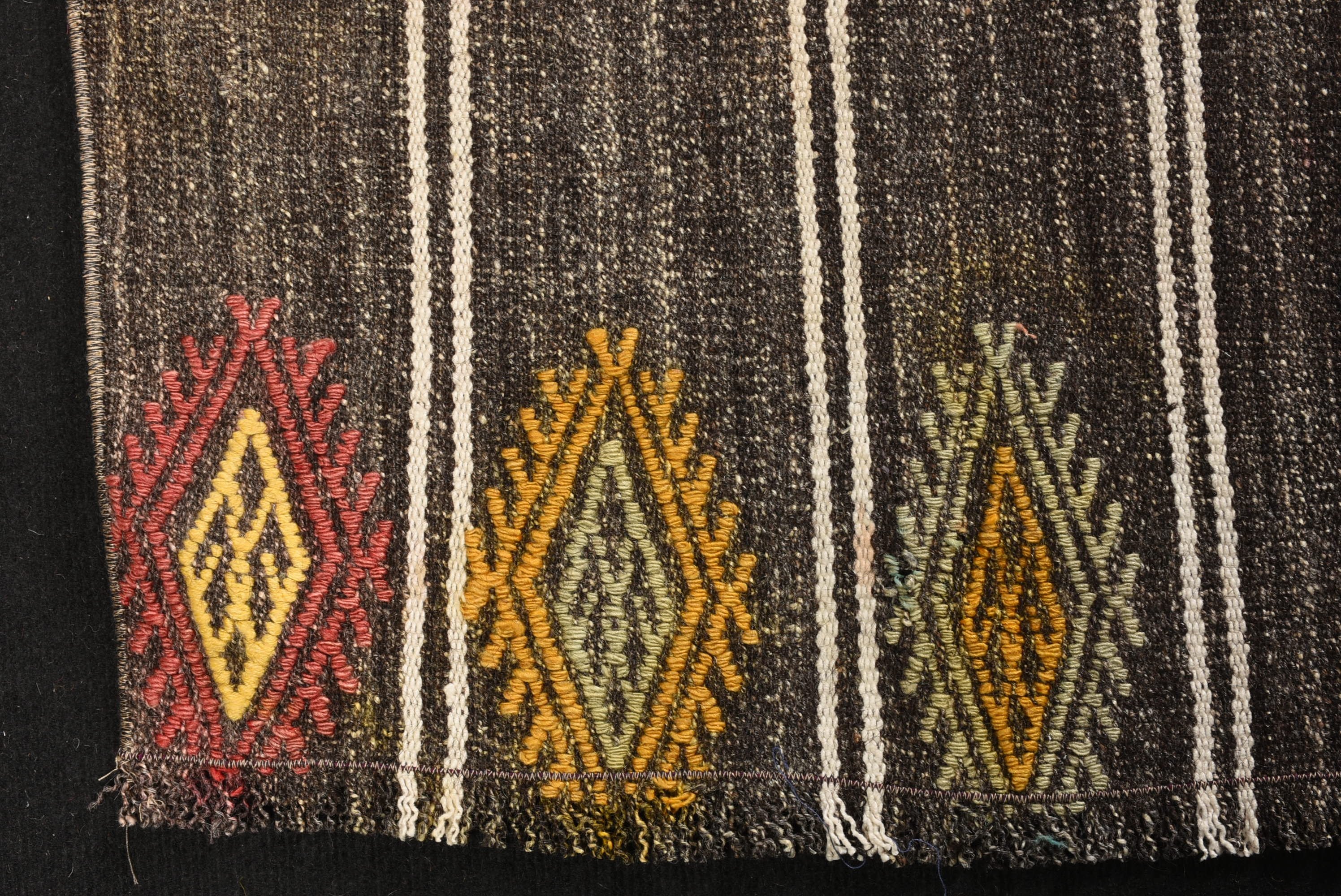 Yün Halı, El Yapımı Halılar, Kahverengi 3,8x6,7 ft Alan Halıları, Türk Halıları, Mutfak Halısı, Kilim, Ev Halısı, Anadolu Halısı, Vintage Halı