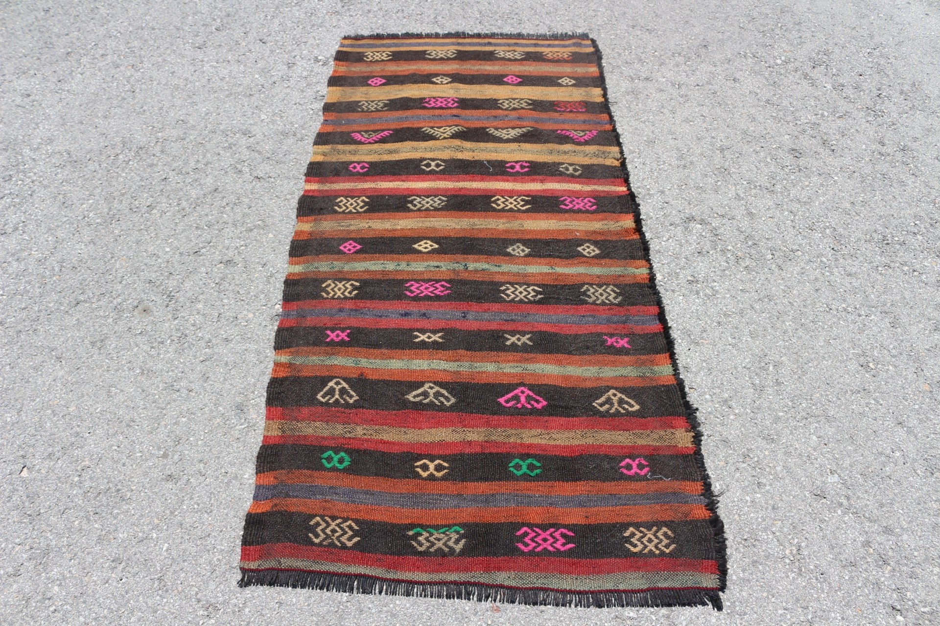 Anatolian Rugs, Cute Rug, Nursery Rug, Wool Rugs, Entry Rugs, Turkish Rug, Brown  2.8x6.3 ft Accent Rugs, Vintage Rug, Kilim