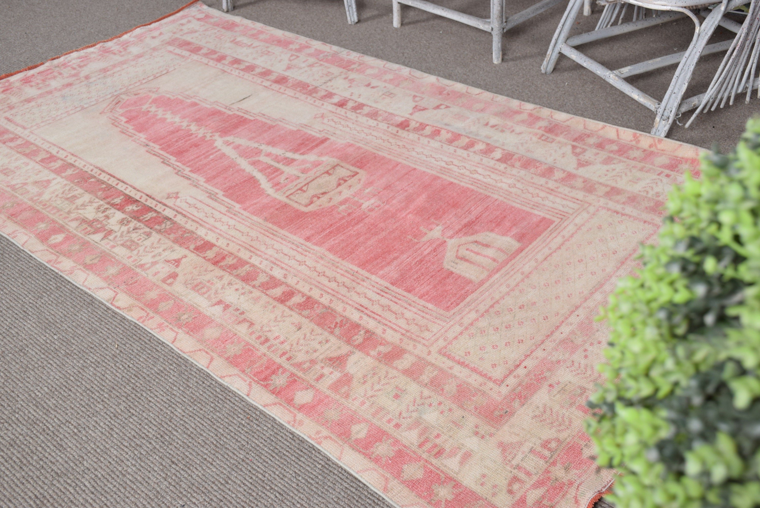 Rugs for Bedroom, 4.2x7.8 ft Area Rug, Turkish Rug, Bedroom Rugs, Floor Rug, Antique Rug, Vintage Rugs, Boho Rug, Pink Kitchen Rugs