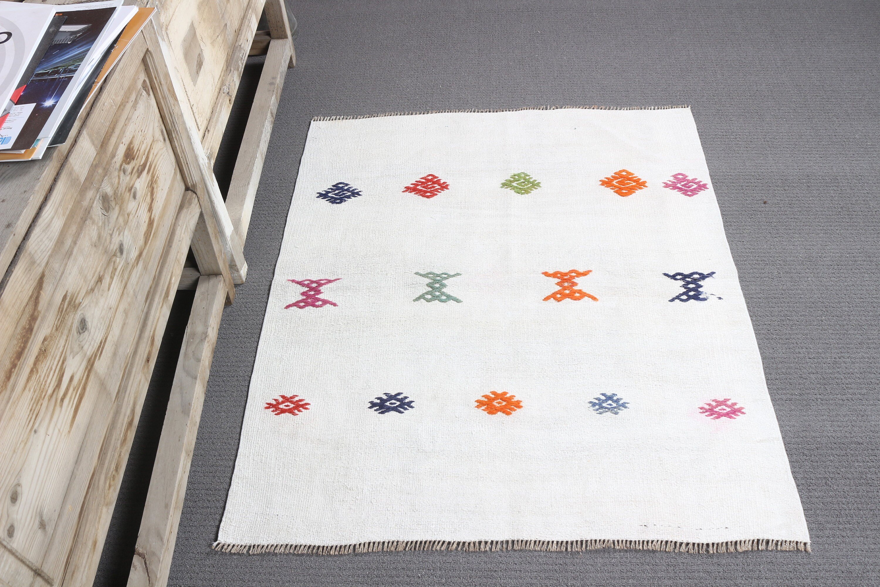 Home Decor Rugs, Organic Rug, White Moroccan Rug, Nursery Rug, Antique Rugs, Turkish Rugs, 3x3.4 ft Small Rugs, Door Mat Rugs, Vintage Rug