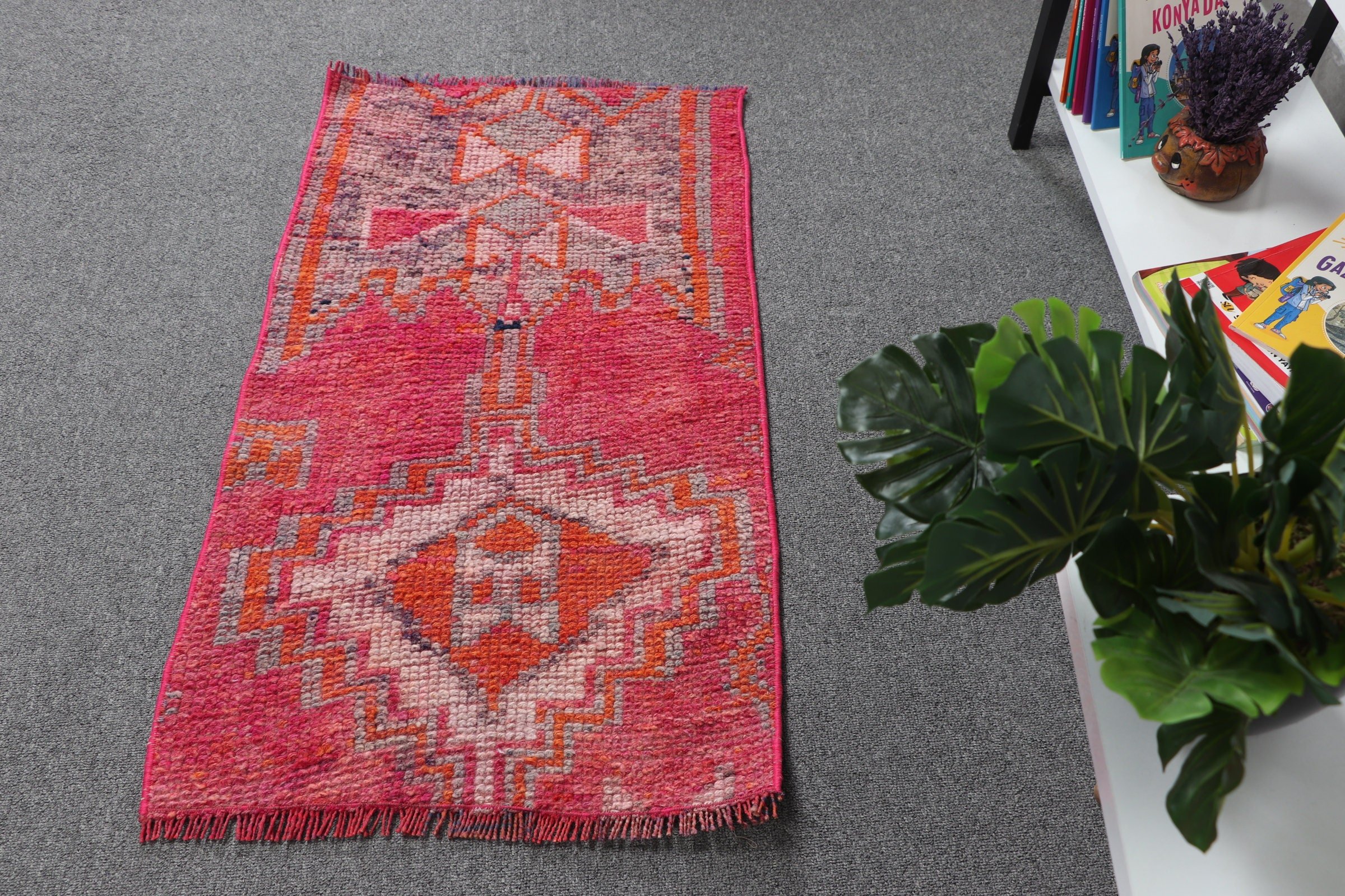 Vintage Rug, Anatolian Rug, Moroccan Rug, Bathroom Rug, Pink Floor Rug, Pastel Rugs, 1.7x3.1 ft Small Rugs, Wall Hanging Rug, Turkish Rug