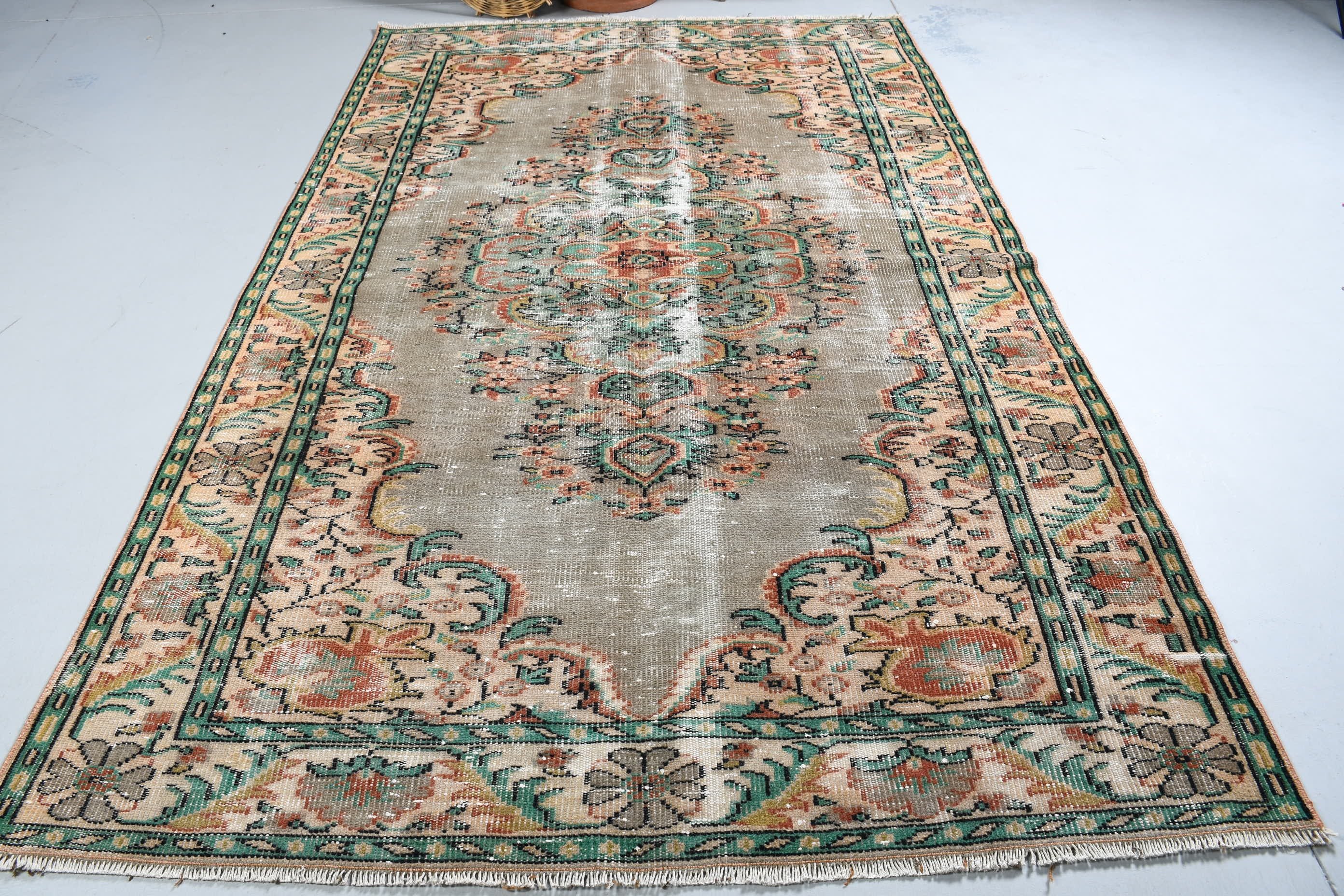 Havalı Halı, Salon Halısı, 5.9x9.1 ft Büyük Halılar, Türk Halısı, Vintage Halılar, Ev Dekorasyonu Halısı, Kahverengi Antika Halı, Yatak Odası Halısı, Geniş Alan Halısı Halıları