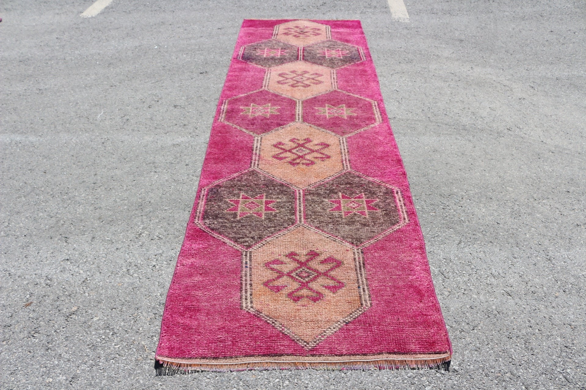Vintage Rug, Rugs for Runner, Moroccan Rug, Pink Anatolian Rug, Turkish Rug, Floor Rug, 3.1x9.9 ft Runner Rug, Kitchen Rugs