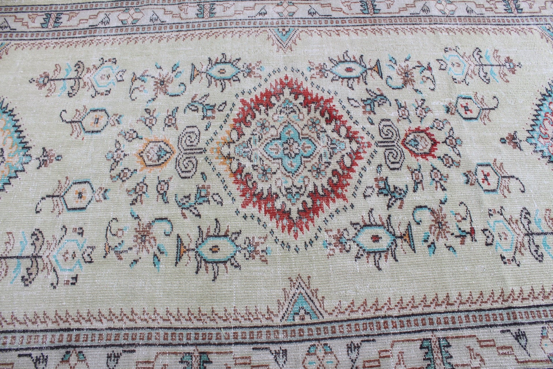 Yatak Odası Halıları, Yeşil 5.1x8.1 ft Büyük Halı, Salon Halısı, Yün Halı, Vintage Halı, Oturma Odası Halısı, Havalı Halılar, Türk Halısı