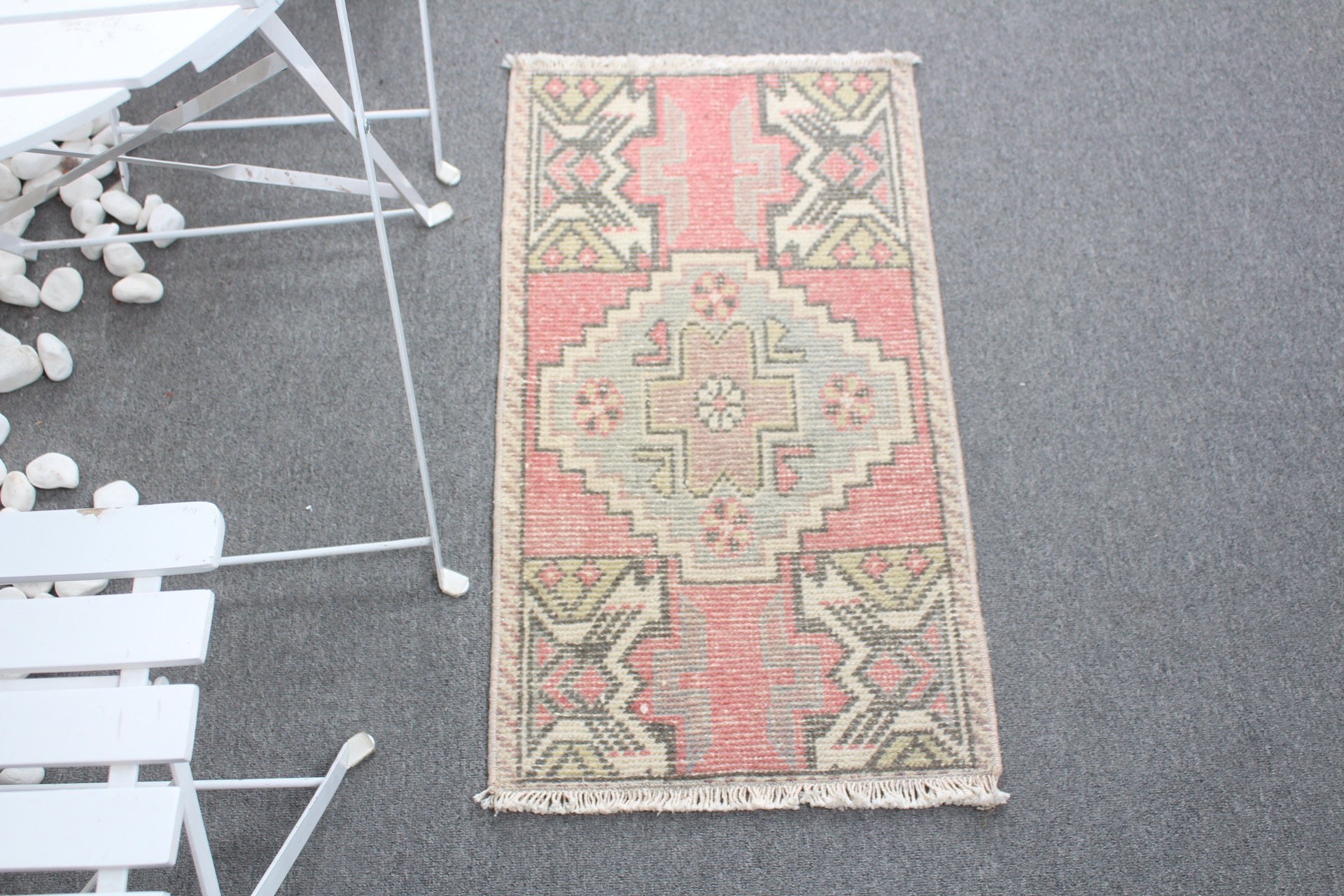 Door Mat Rug, Turkish Rug, Old Rug, Rugs for Kitchen, 1.5x2.7 ft Small Rugs, Wool Rug, Nursery Rug, Antique Rug, Vintage Rugs, Red Cool Rug