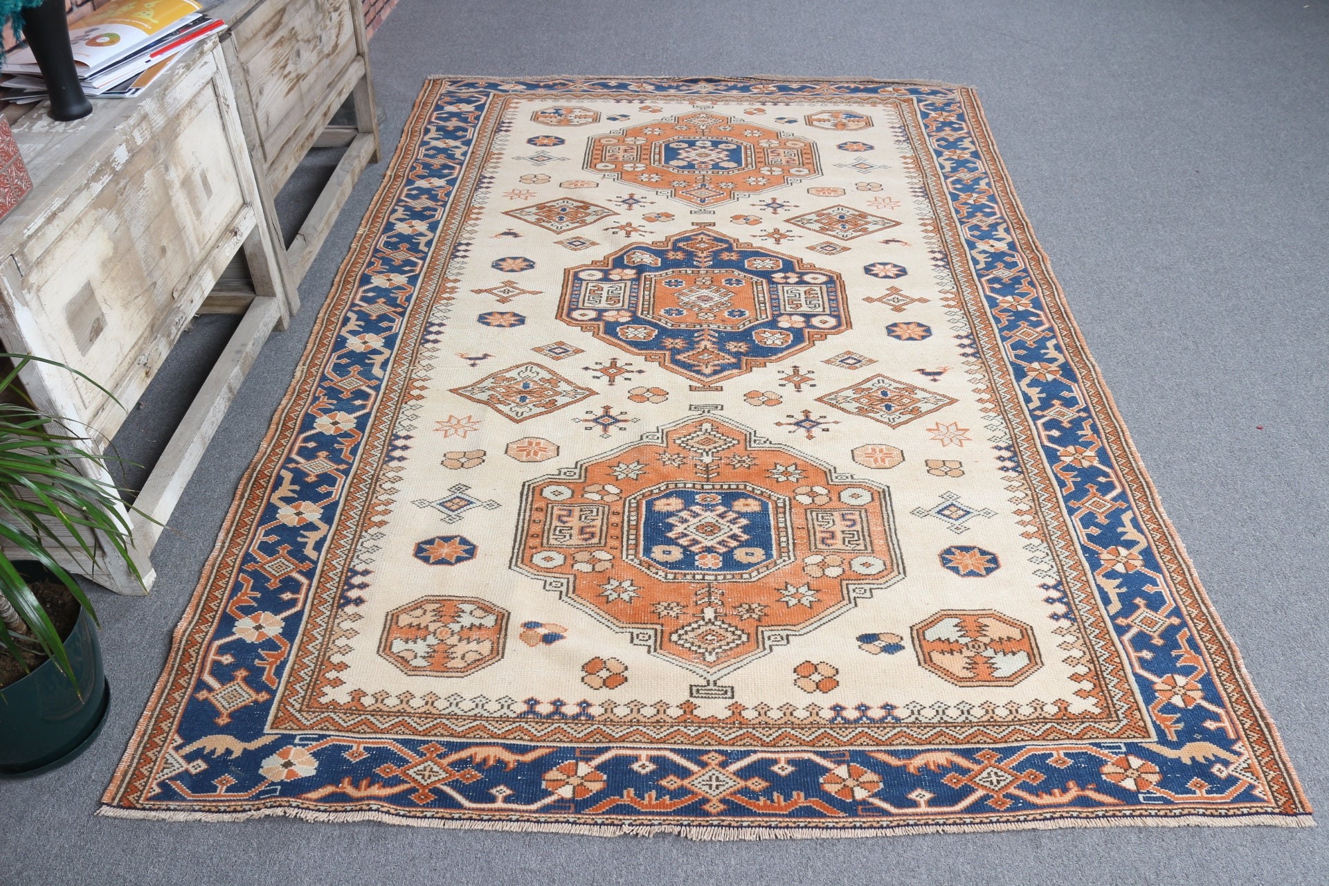 Turkish Rug, Bedroom Rug, 5.3x8.2 ft Large Rugs, Kitchen Rugs, Beige Cool Rug, Oriental Rug, Vintage Rugs, Salon Rugs, Aesthetic Rug