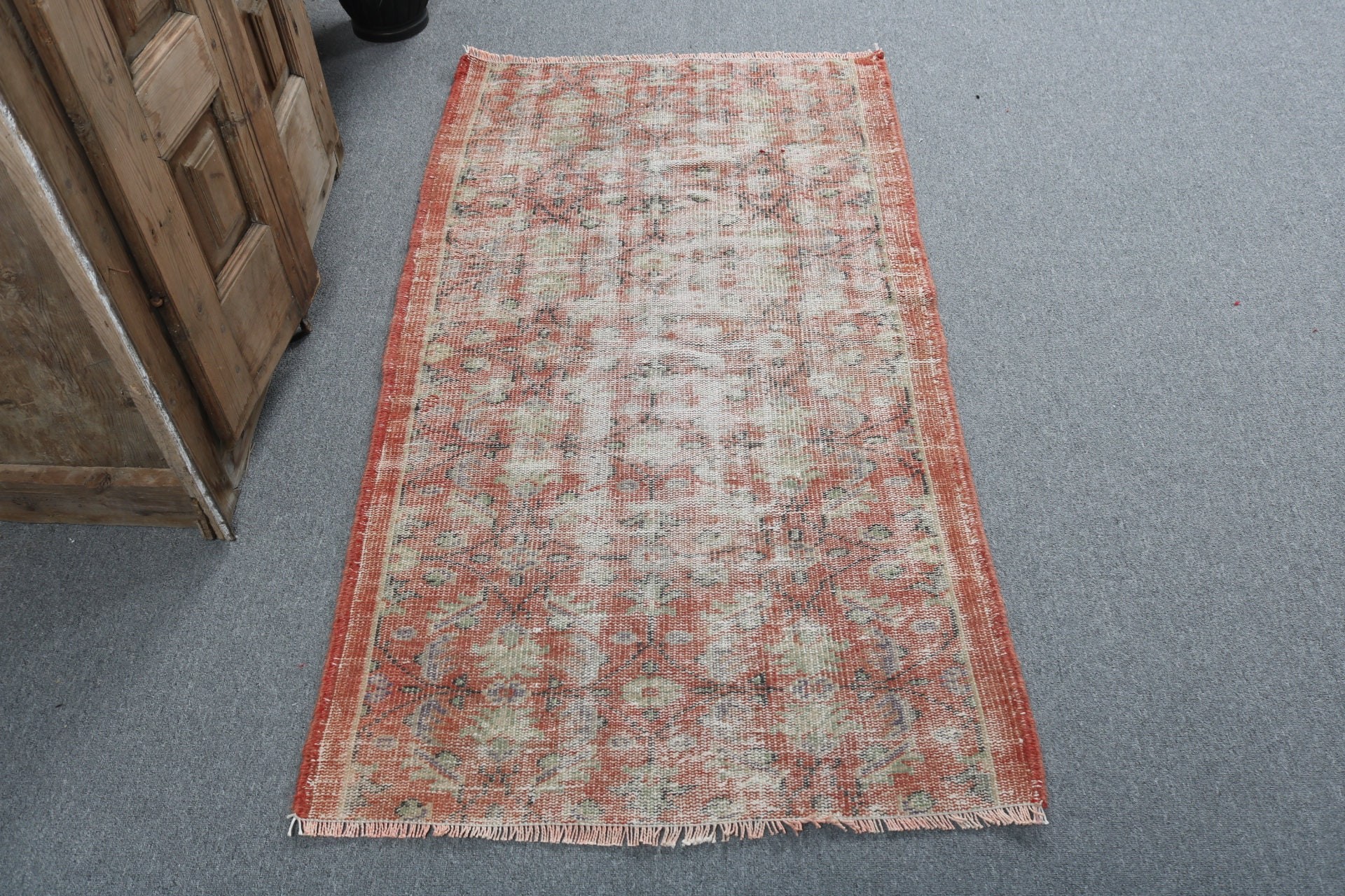 Yün Halılar, Turuncu Soğuk Halılar, 2,8x5,1 ft Küçük Halı, Vintage Halı, Küçük Alan Halısı, Araba Mat Halısı, Soğuk Halı, Türk Halısı, Küçük Boho Halıları