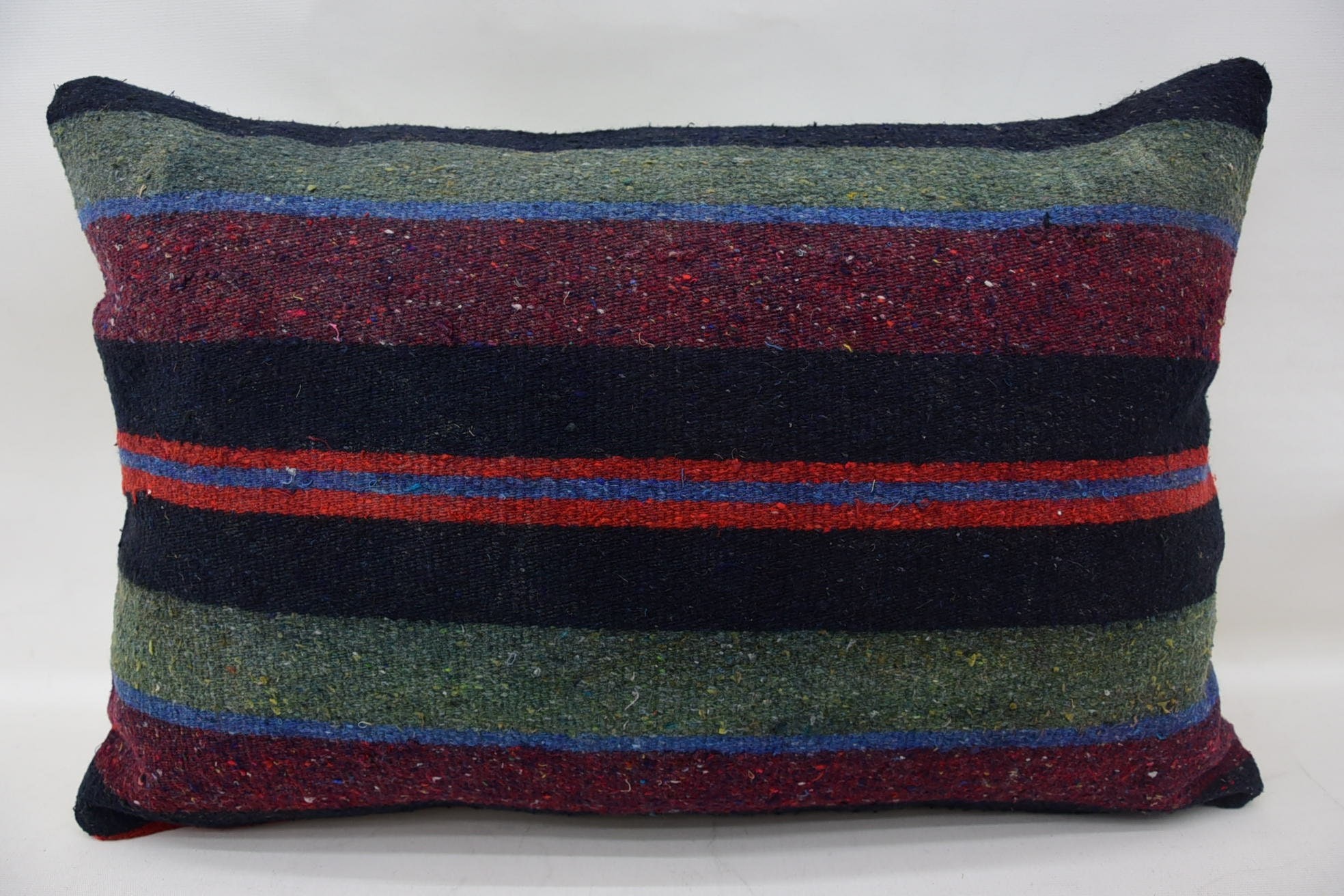 Ethnical Kilim Rug Pillow, 16"x24" Green Pillow, Cotton Pillow, Bright Pillow, Meditation Pillow, Turkish Kilim Pillow, Gift Pillow
