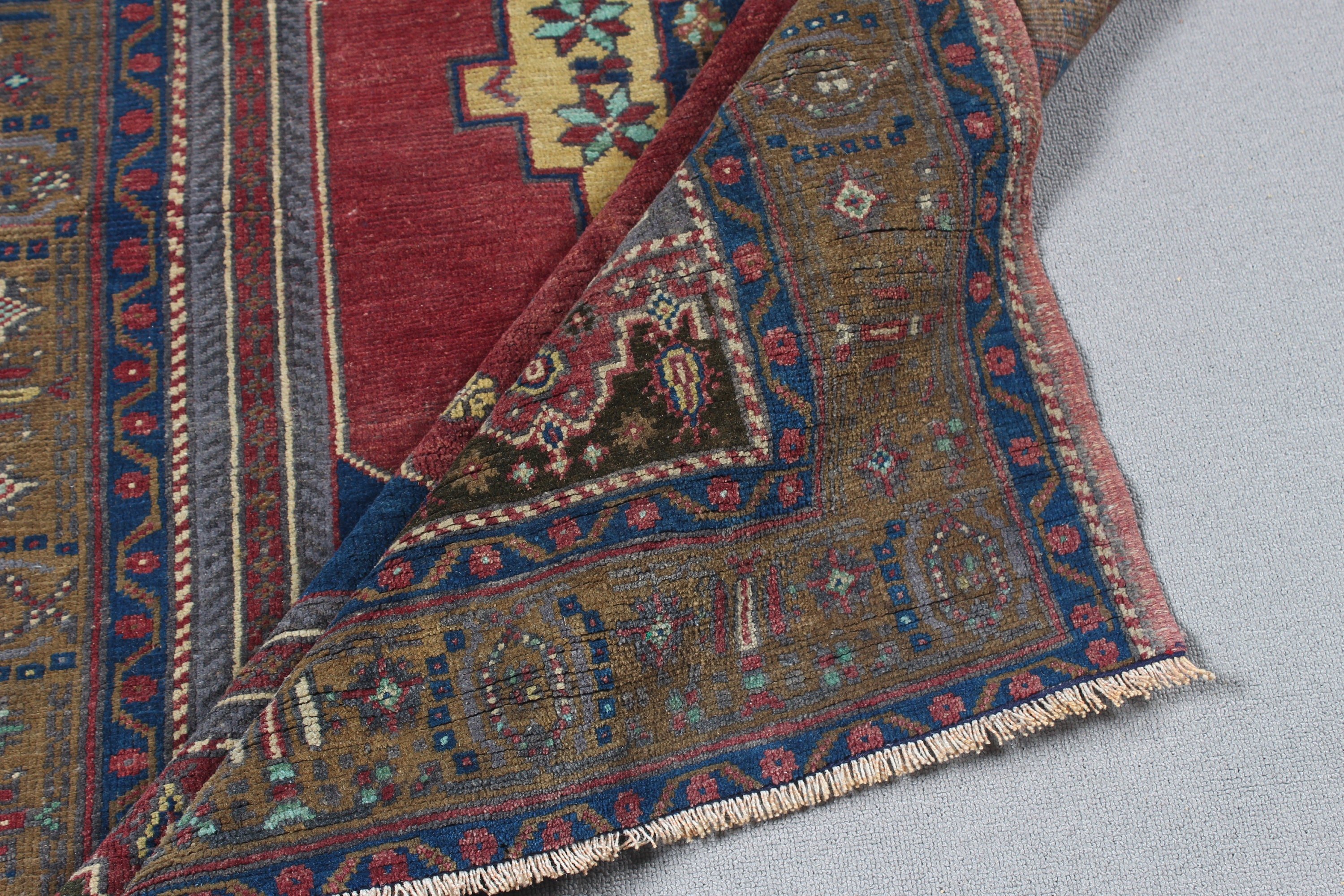 Boho Accent Halılar, 3,8x6,2 ft Accent Halılar, Türk Halısı, Türkiye Halısı, El Dokuma Halı, Düz Dokuma Halılar, Kırmızı Oryantal Halı, Giriş Halıları, Vintage Halı