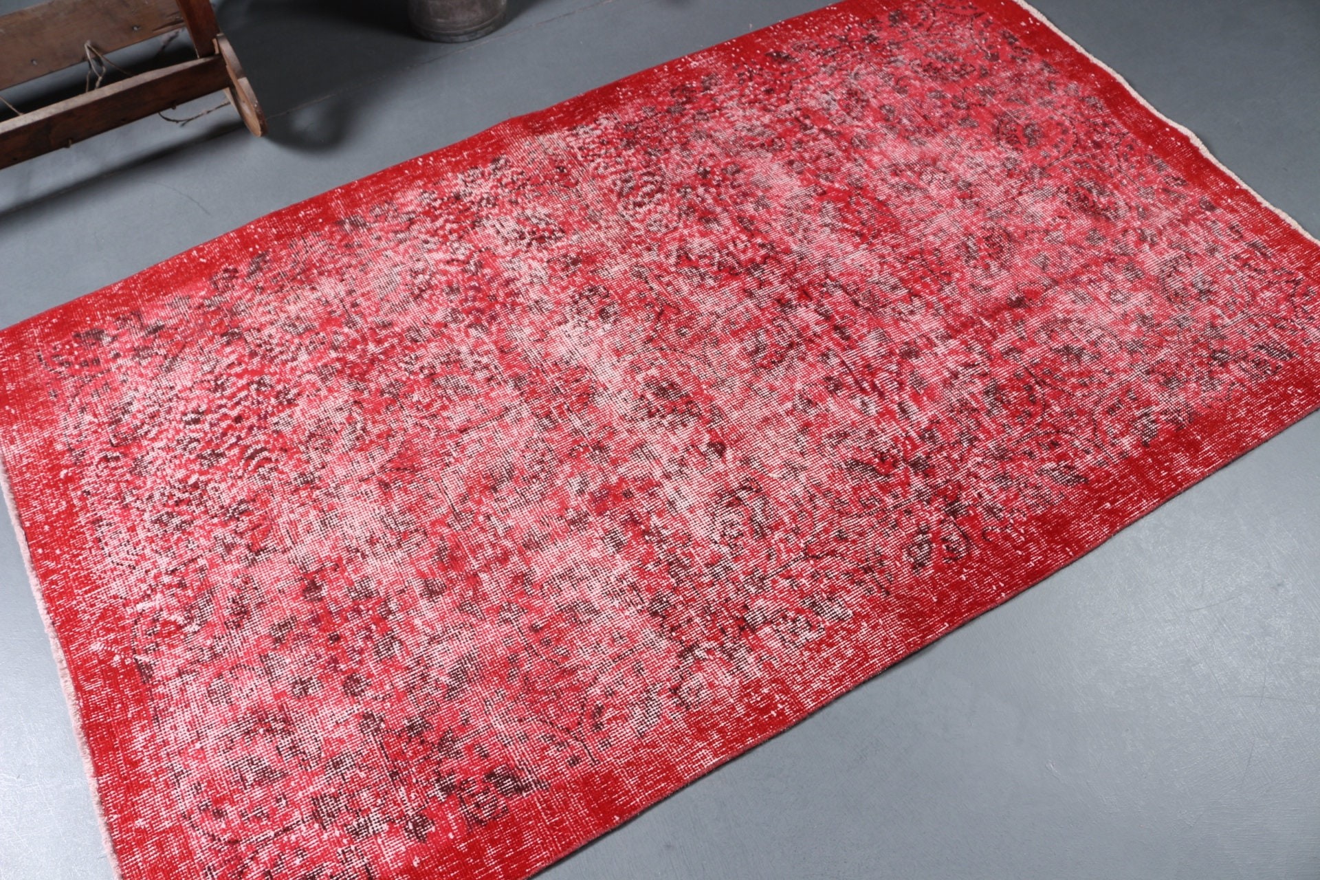 Living Room Rug, Bedroom Rug, Red Floor Rugs, Oushak Rug, Turkish Rug, 3.8x6.6 ft Area Rugs, Rugs for Indoor, Vintage Rugs, Designer Rug