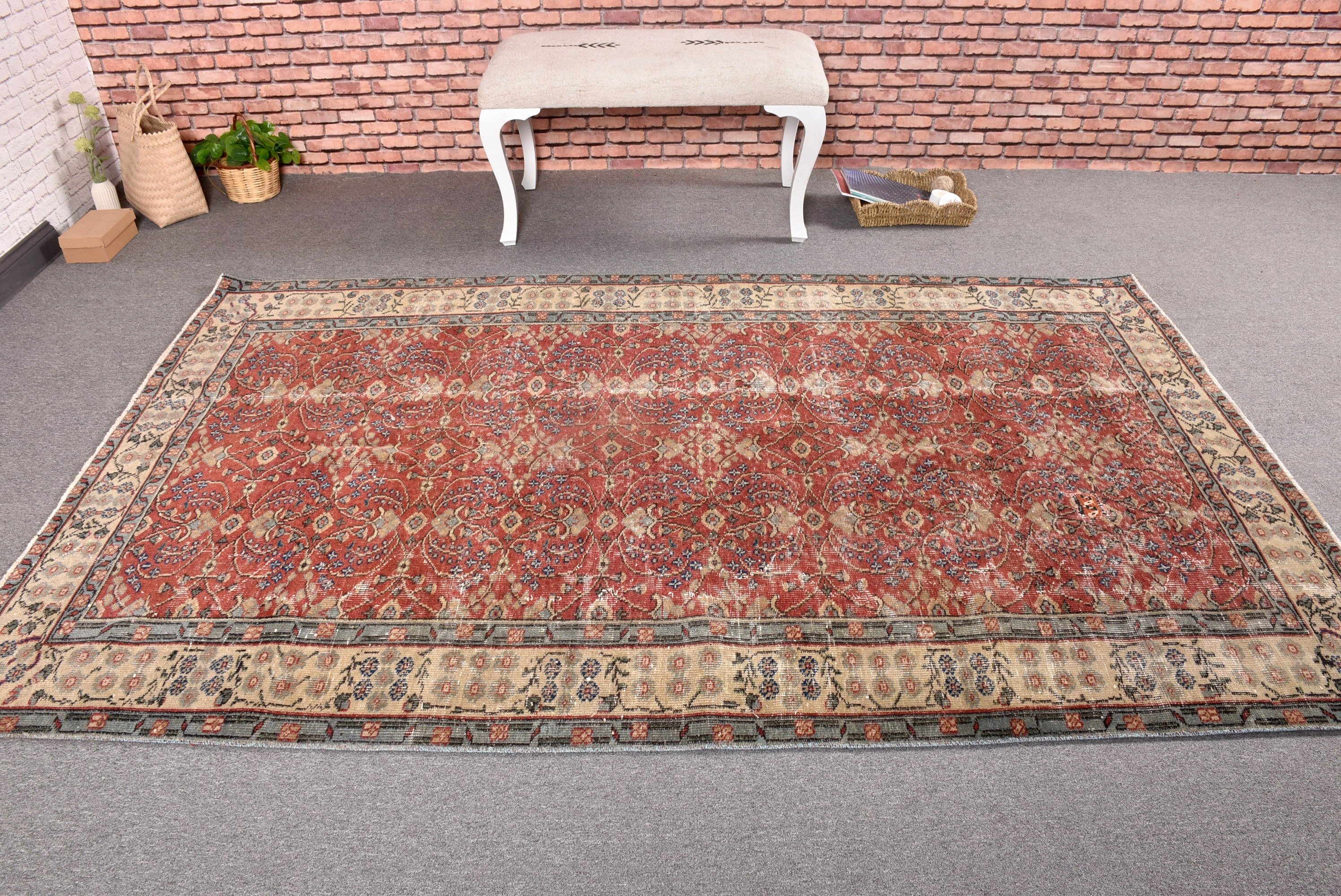 5x8 ft Area Rugs, Vintage Area Rugs, Boho Rug, Antique Rugs, Rugs for Nursery, Handmade Rugs, Red Anatolian Rugs, Turkish Rug, Vintage Rugs