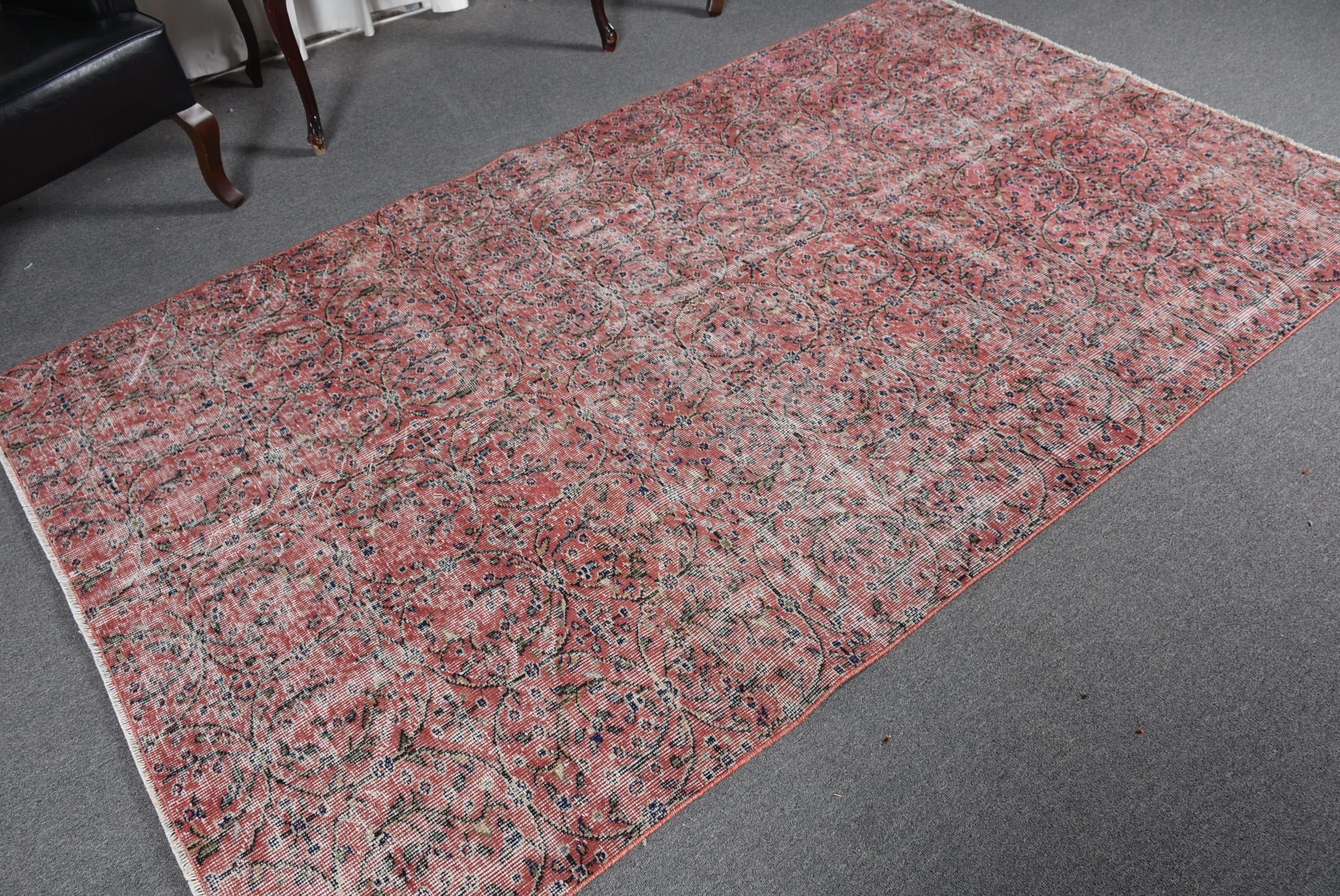 Home Decor Rugs, Red Anatolian Rug, 4.9x8.3 ft Large Rug, Dining Room Rug, Muted Rug, Vintage Rug, Oushak Rugs, Salon Rug, Turkish Rug