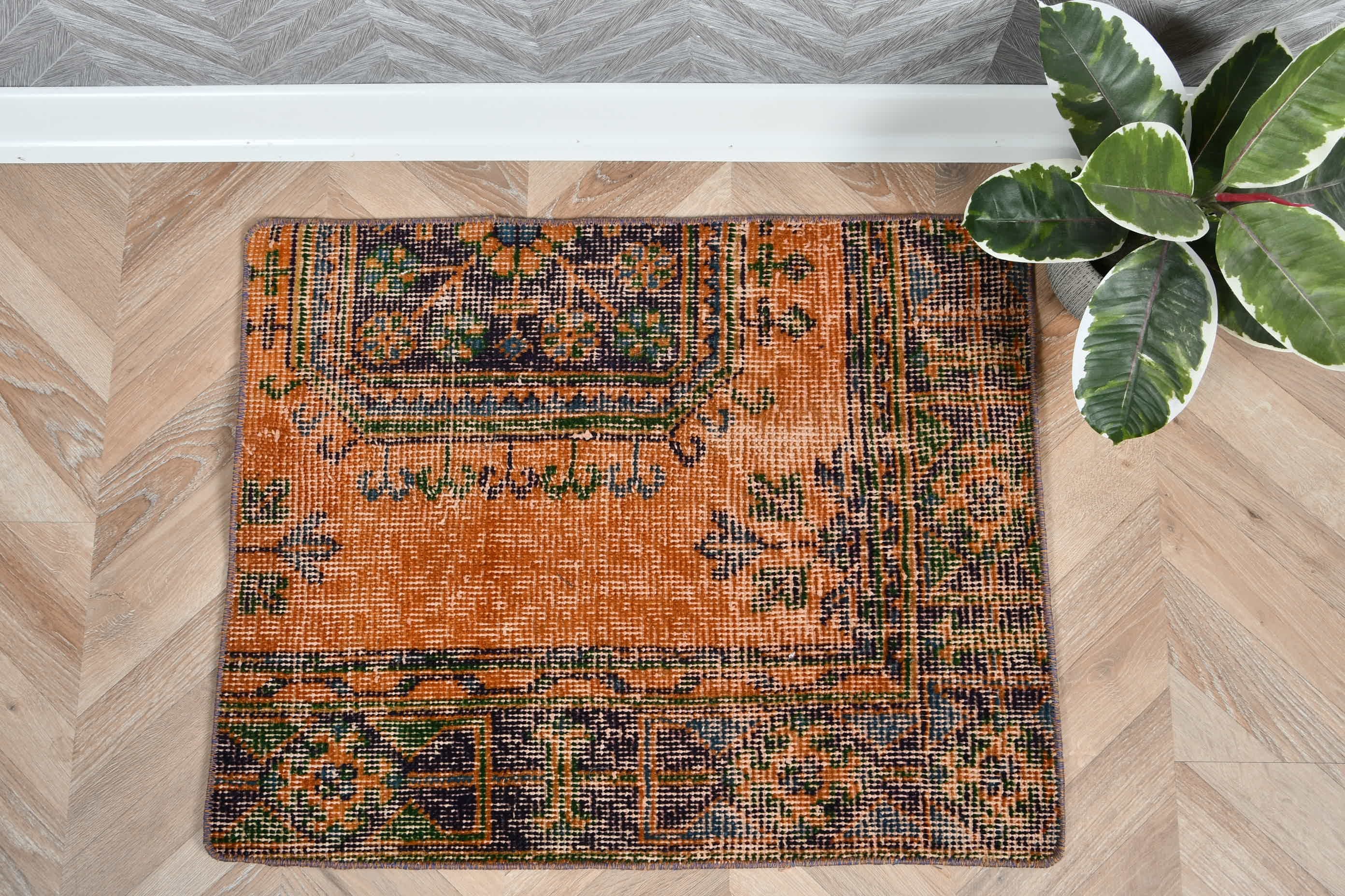 Bathroom Rug, Orange  1.9x2.4 ft Small Rug, Oushak Rugs, Rugs for Wall Hanging, Bedroom Rugs, Vintage Rug, Turkish Rugs