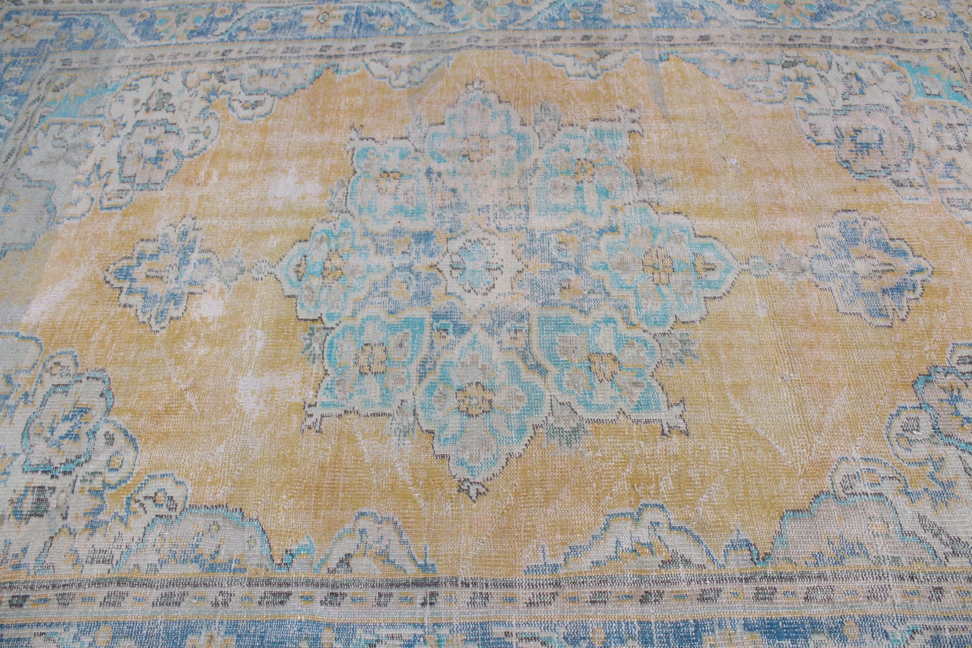 Vintage Halılar, 5.9x8.6 ft Büyük Halı, Oturma Odası Halısı, Türk Halısı, Yatak Odası Halısı, Oryantal Halı, Mutfak Halısı, Yurt Halısı, Sarı Yün Halılar