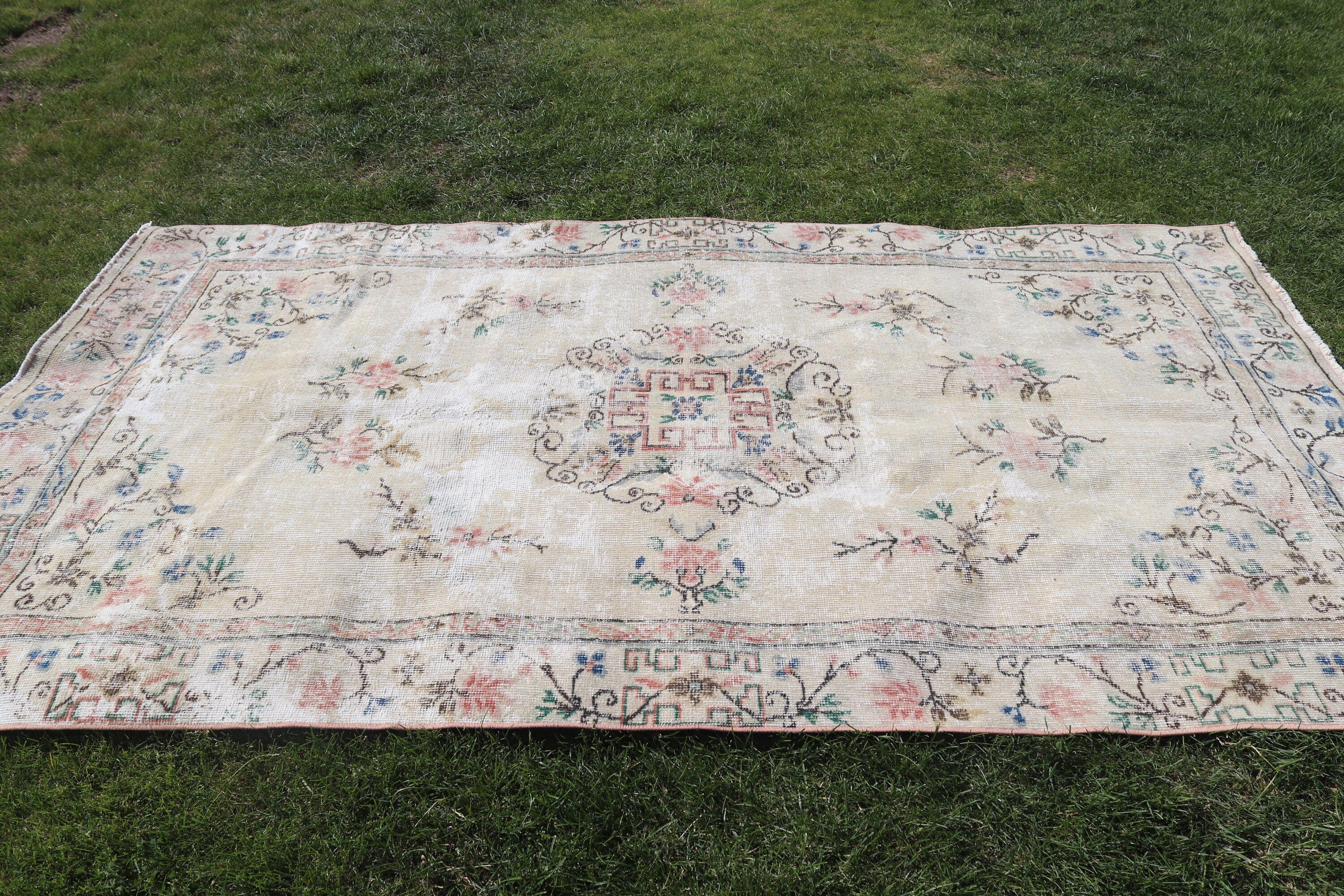 Turkish Rugs, Salon Rugs, Beige Anatolian Rug, Rugs for Salon, Ethnic Rug, Vintage Rug, 4.8x8.7 ft Large Rugs, Modern Rugs, Bedroom Rug