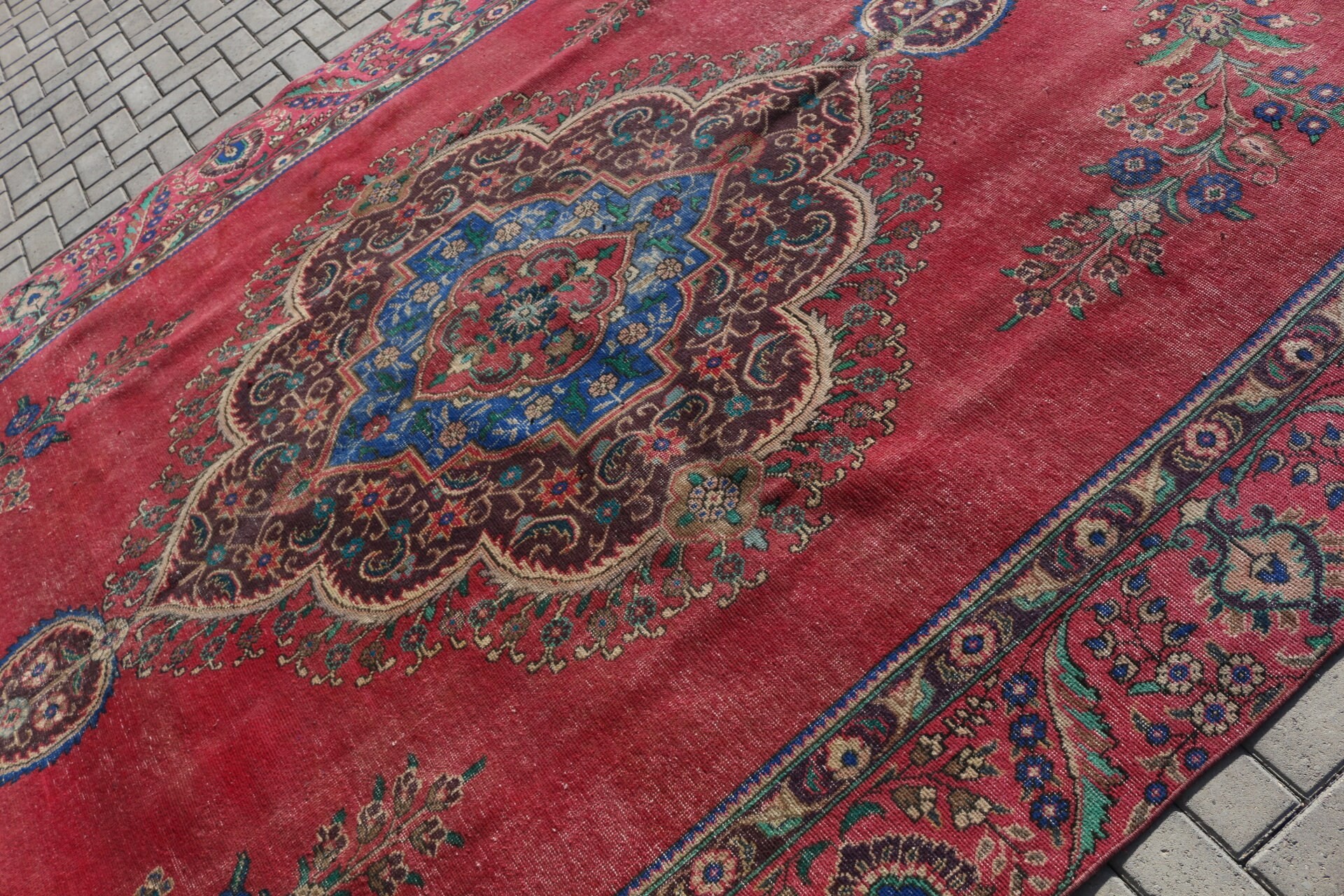 Türk Halısı, Sevimli Halı, Salon Halısı, Vintage Halı, 8.2x11.2 ft Büyük Boy Halı, Oturma Odası Halısı, Yatak Odası Halıları, Oryantal Halı, Kırmızı Anadolu Halısı