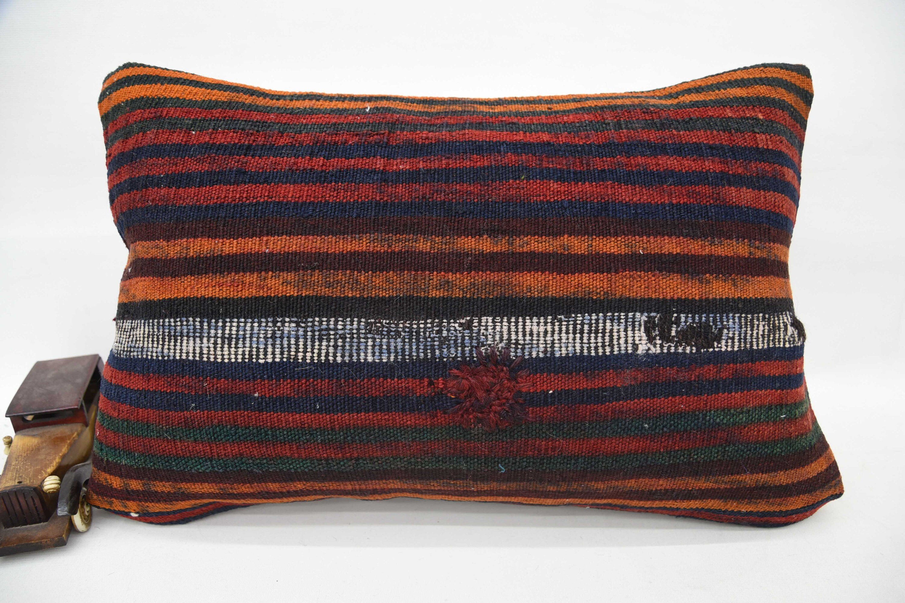 Car Pillow Cover, Oriental Pillow Sham, Kilim Cushion Sham, 16"x24" Red Pillow Cover, Vintage Kilim Pillow, Kilim Pillow