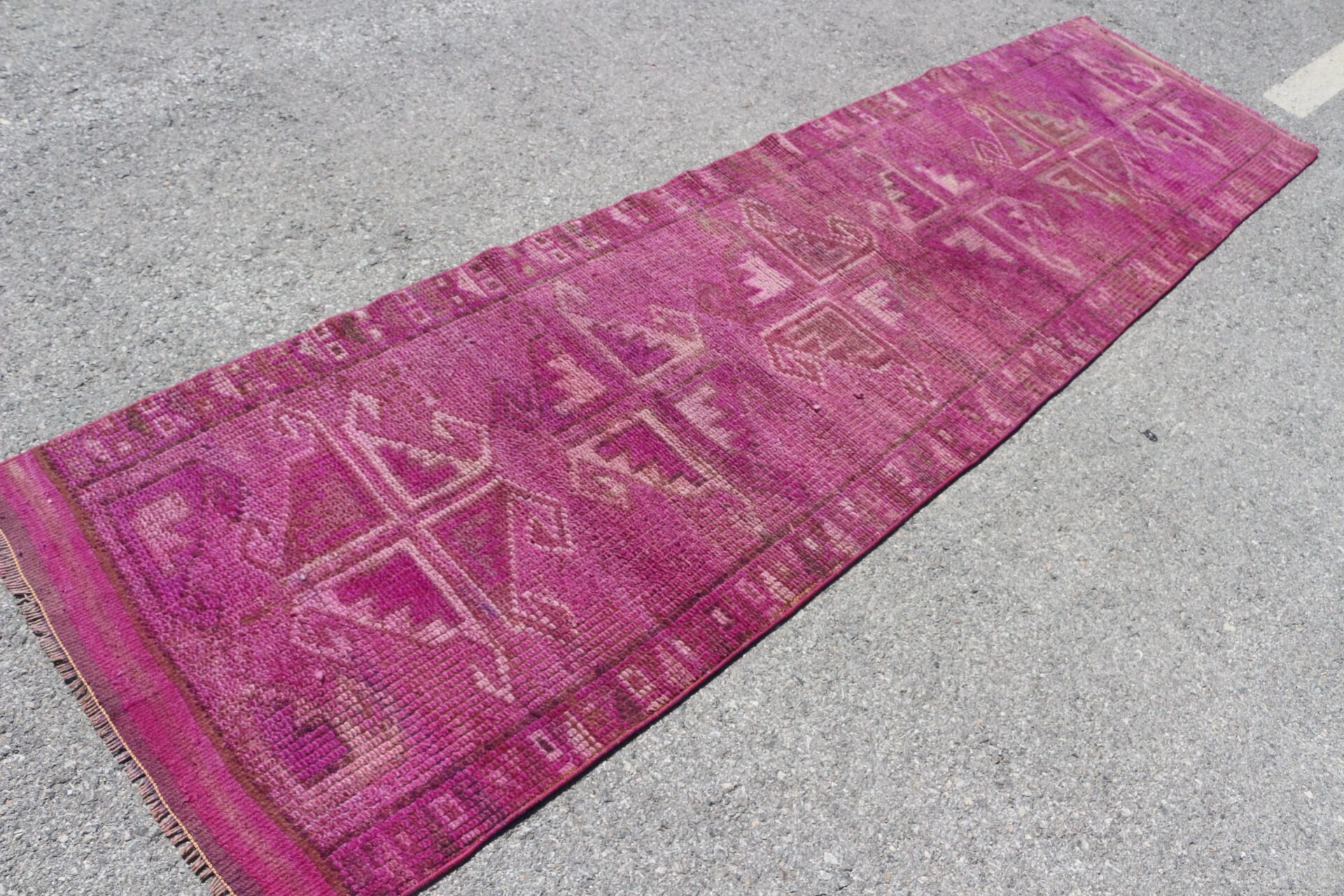 Vintage Halı, Anadolu Halısı, Koridor Halısı, Fas Halısı, 2.9x10.9 ft Runner Halısı, Türk Halısı, Pembe Oryantal Halısı, Koridor Halısı, Düz Dokuma Halıları