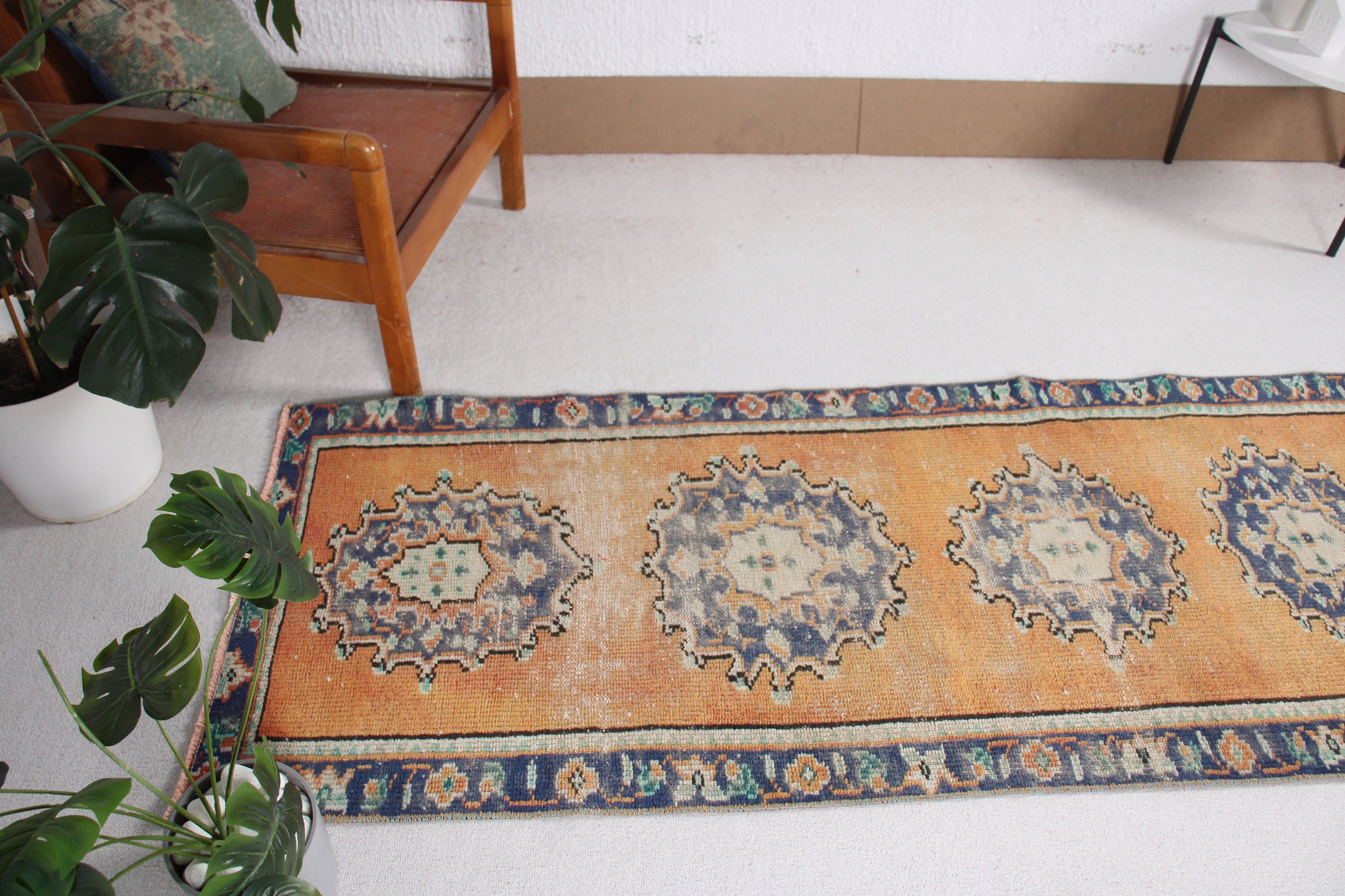 Vintage Halılar, Turuncu Yer Halısı, Harika Halılar, Vintage Runner Halısı, Türk Halıları, 2.7x8.9 ft Runner Halıları, Runner Halıları