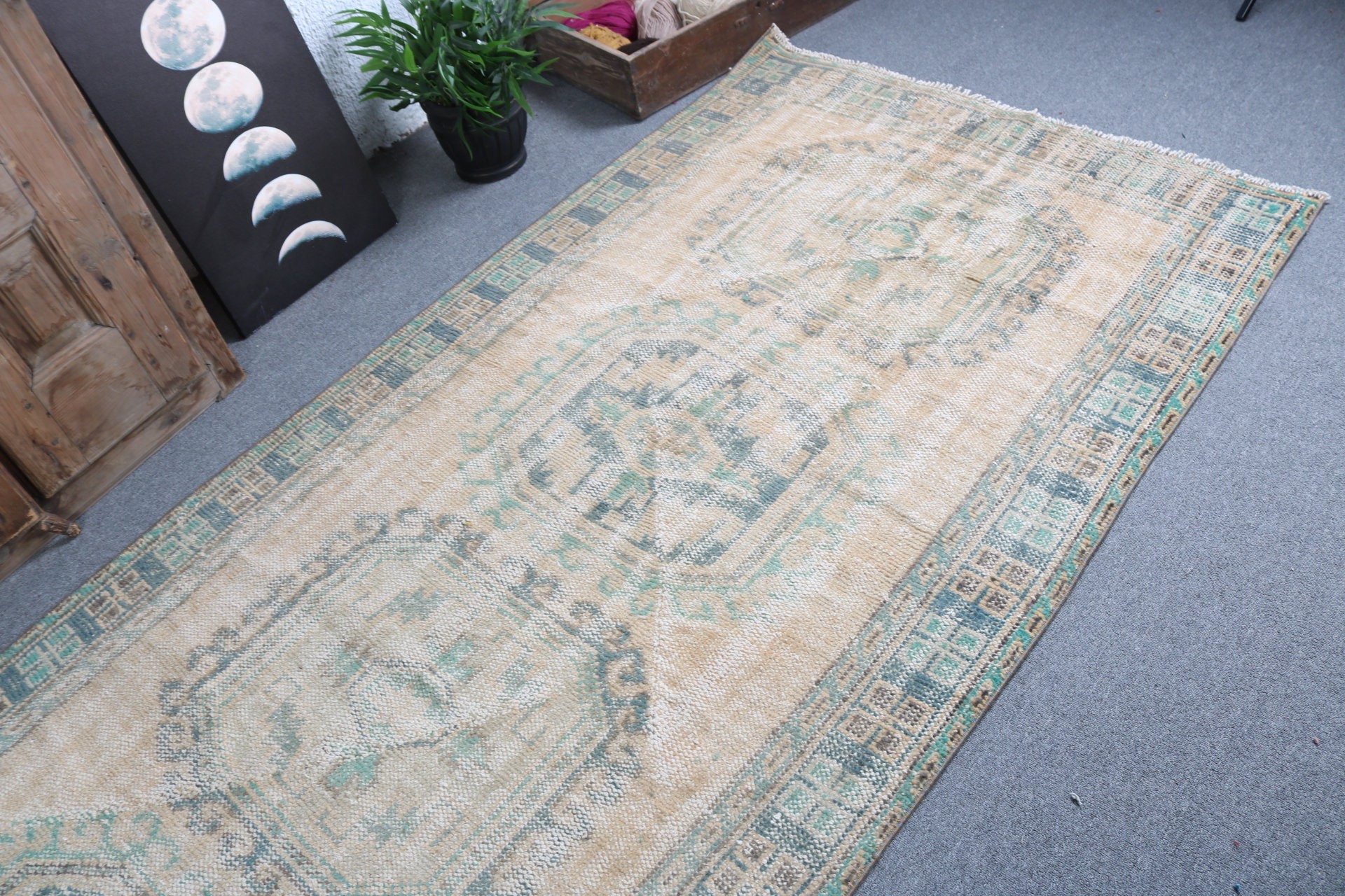 4.1x11 ft Runner Halı, Lüks Halılar, Sarı Mutfak Halısı, Türk Halısı, Vintage Halı, Merdiven Halısı, Yatak Odası Halısı, Koridor Halıları, Estetik Halı