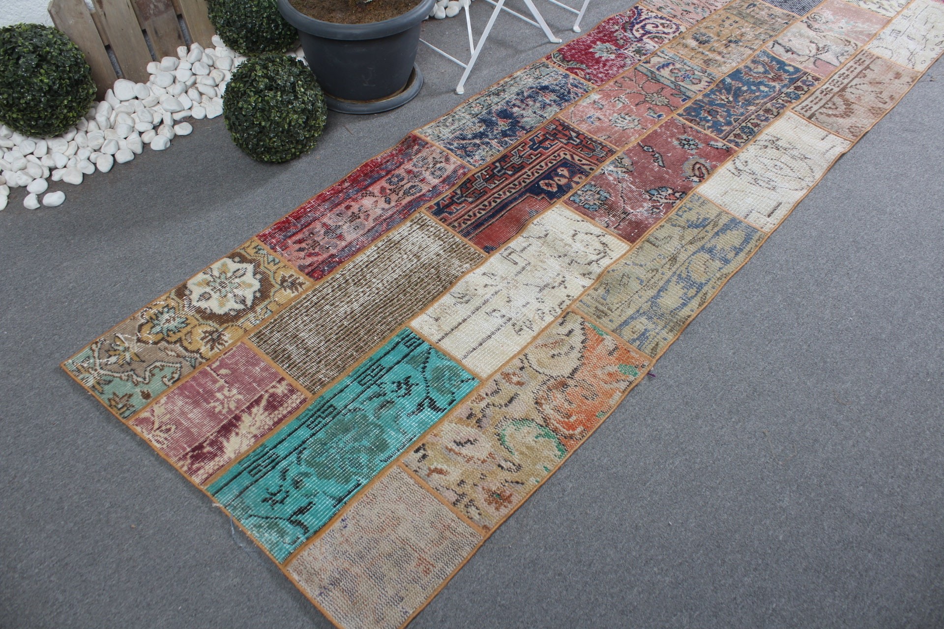 Eclectic Rugs, Wool Rugs, Rainbow Antique Rugs, Hallway Rugs, 2.9x13.6 ft Runner Rug, Vintage Rug, Corridor Rug, Turkish Rug, Antique Rug