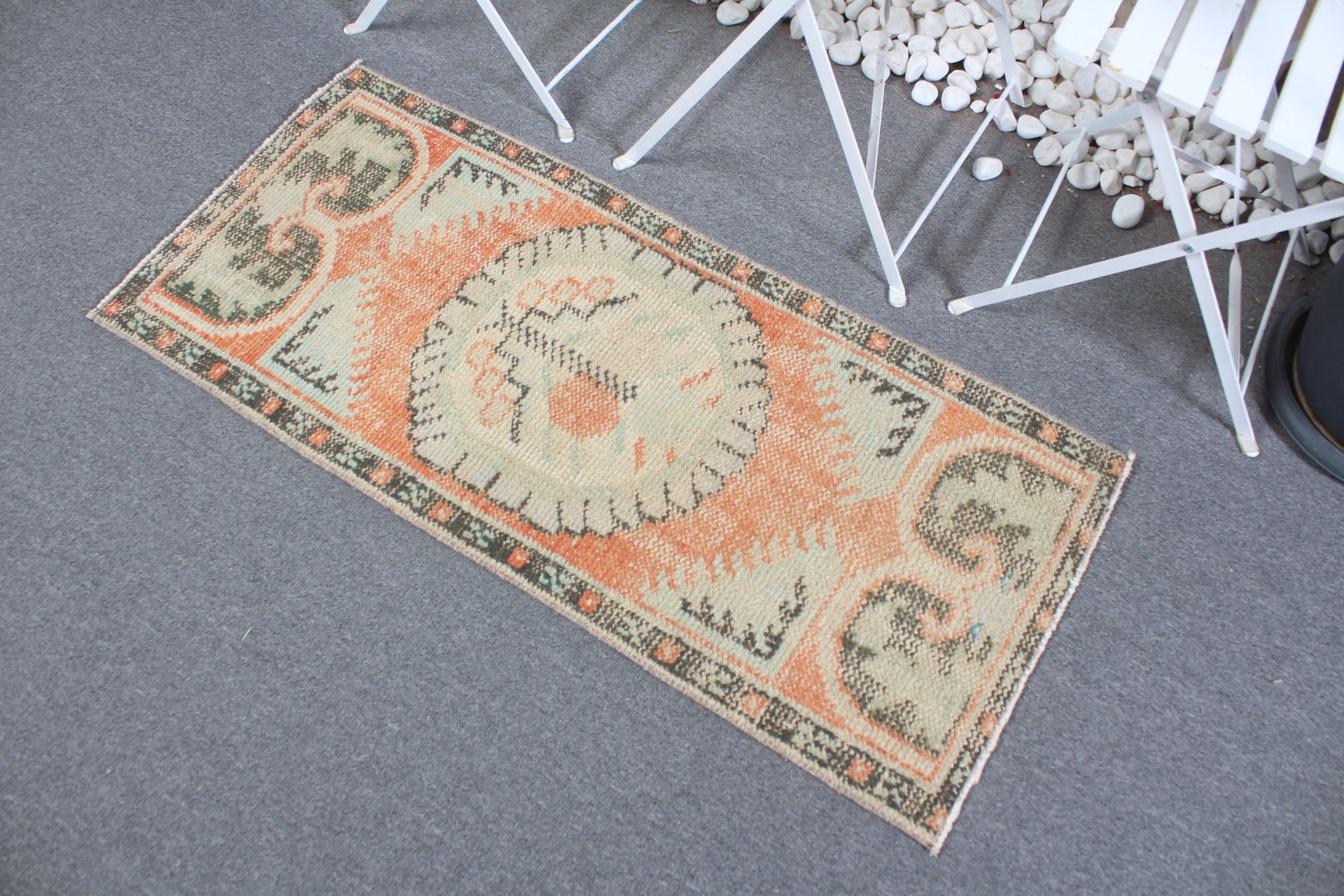 Turkish Rugs, Orange Cool Rugs, Car Mat Rug, 2.4x4 ft Small Rug, Vintage Rug, Cool Rug, Rugs for Door Mat, Door Mat Rugs